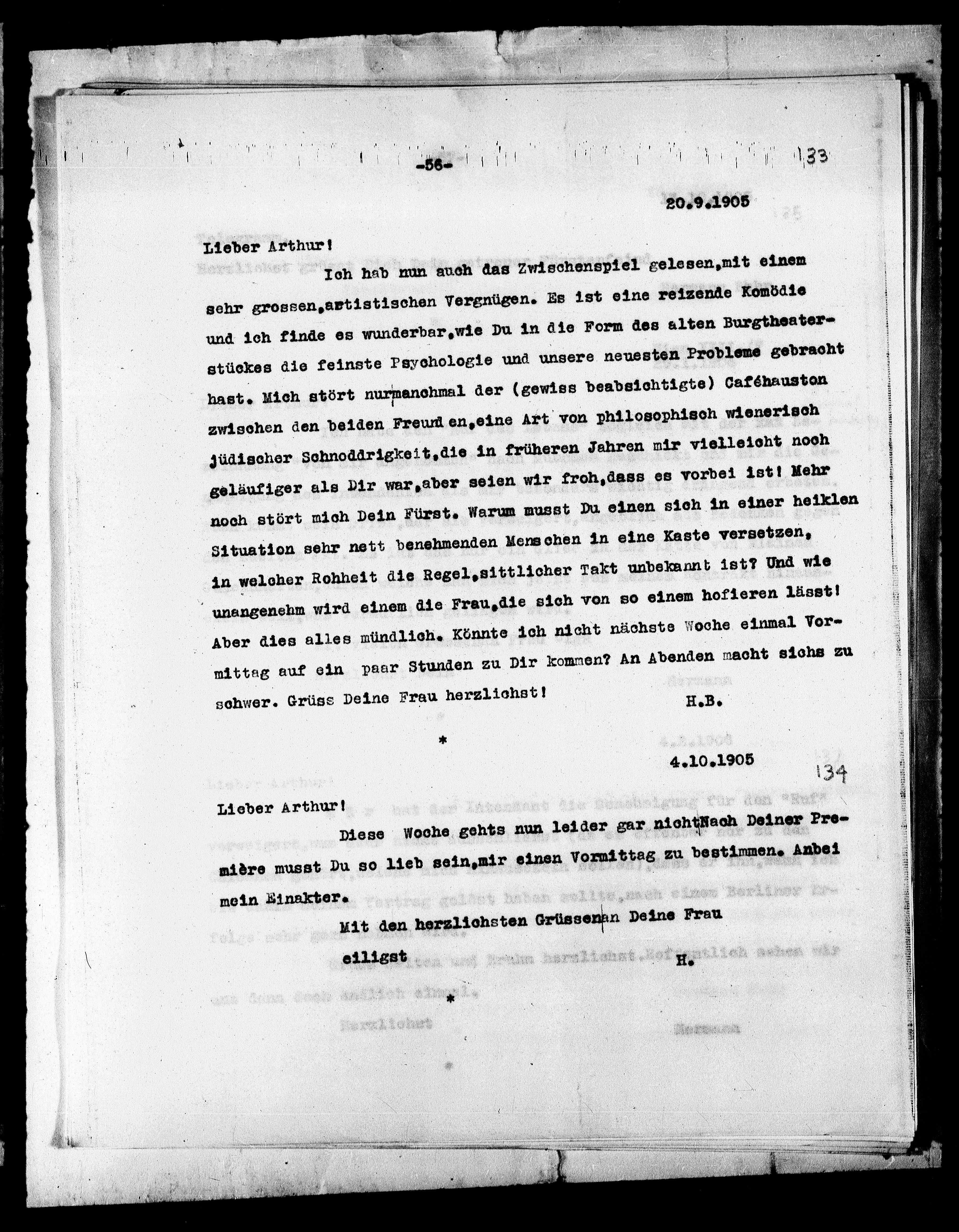 Vorschaubild für Bahr, Hermann_3 Bahr an Schnitzler, Typoskript, Seite 58