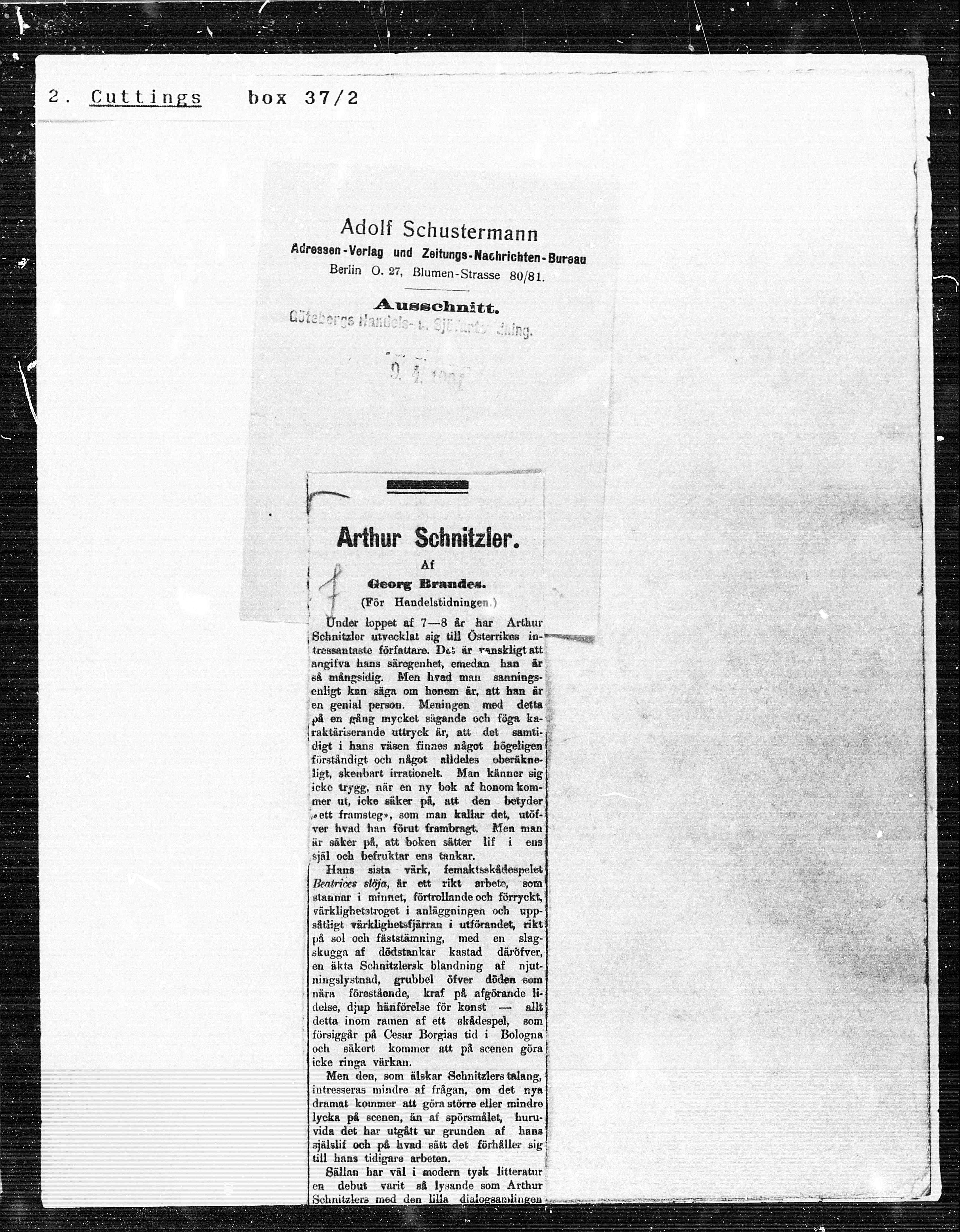 Vorschaubild für 1901 Brandes Schnitzler Dänisch, Seite 1
