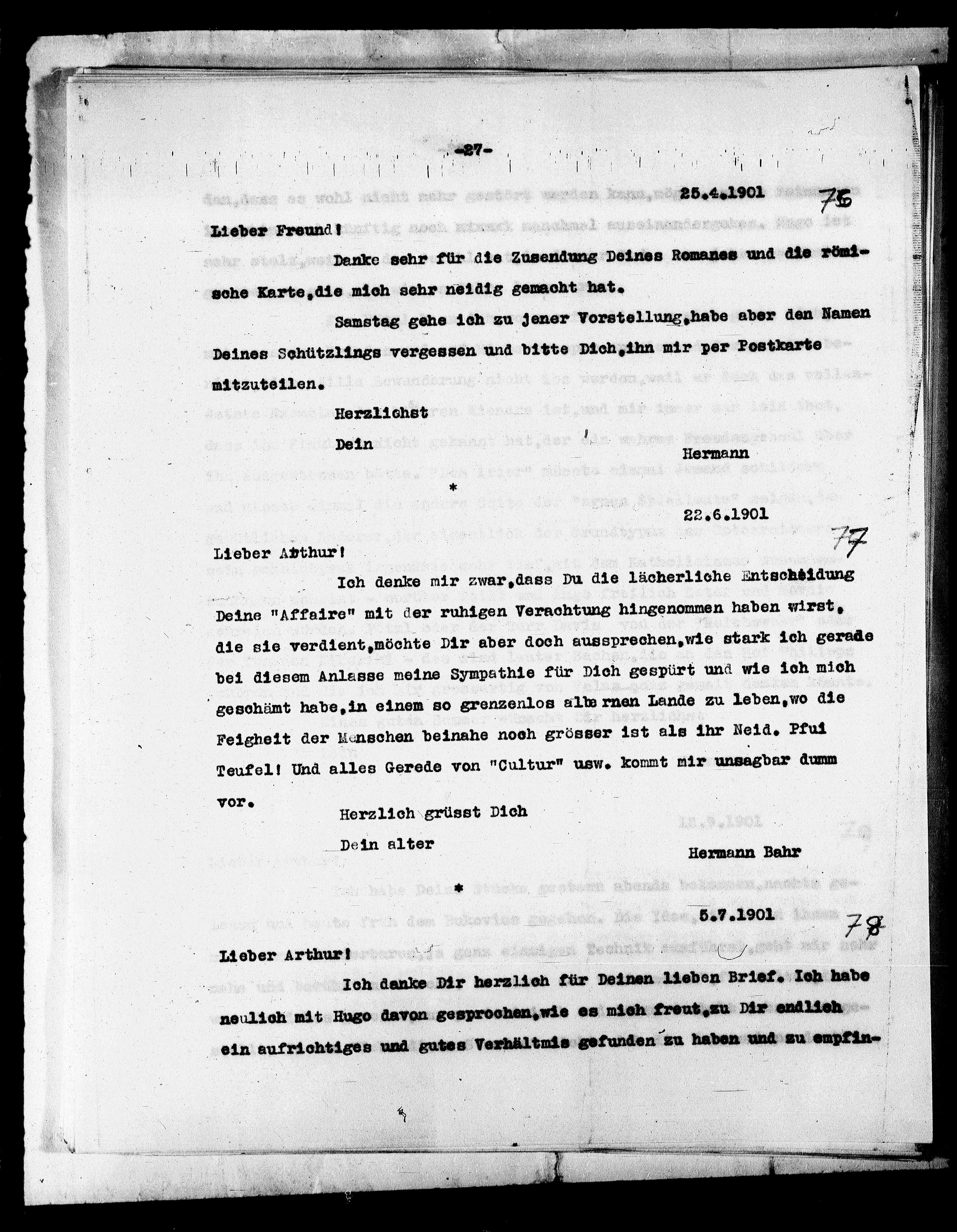 Vorschaubild für Bahr, Hermann_3 Bahr an Schnitzler, Typoskript, Seite 29