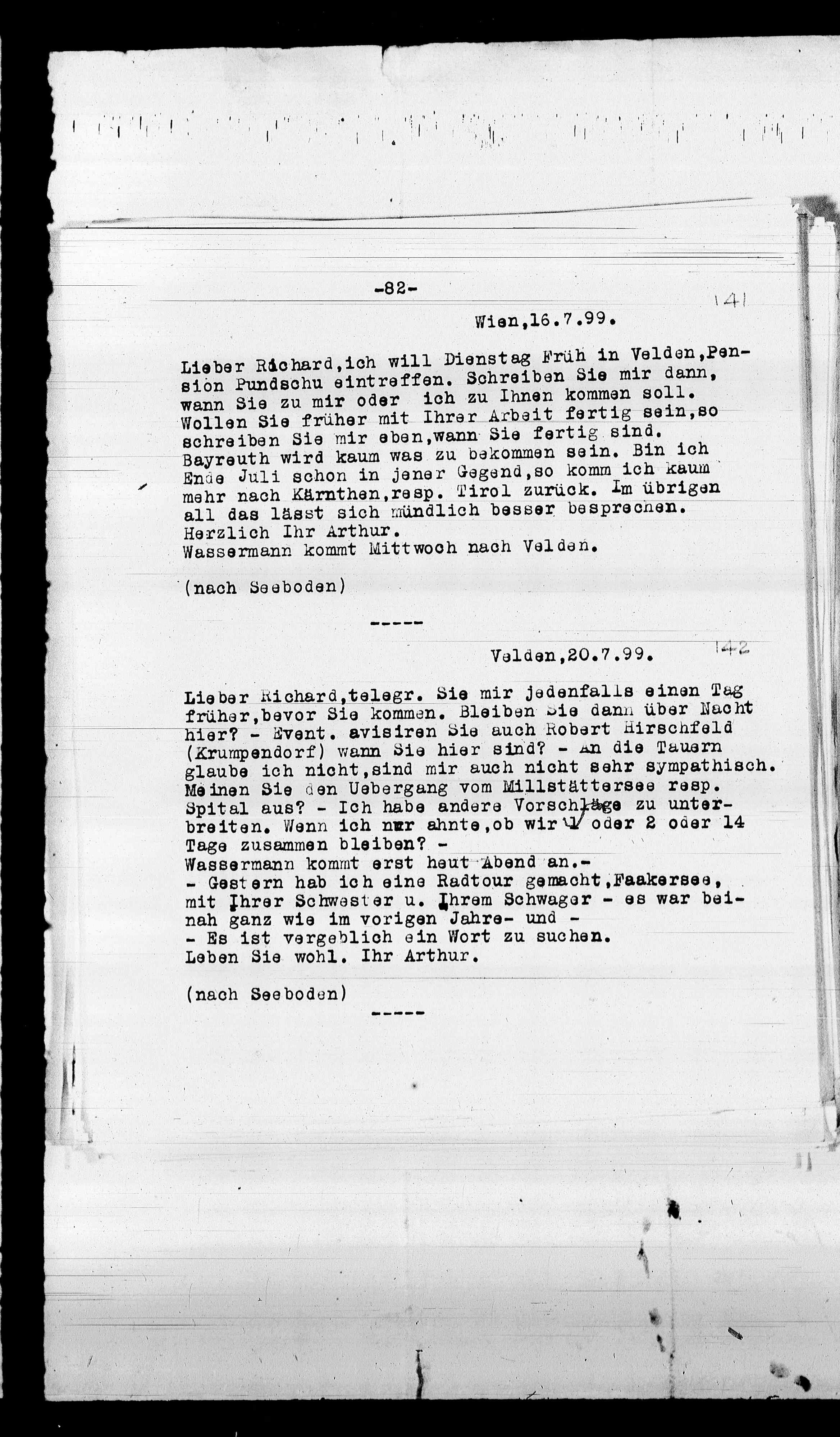 Vorschaubild für Beer-Hofmann, Richard_8.1 Abschrift AS an BH, Seite 88