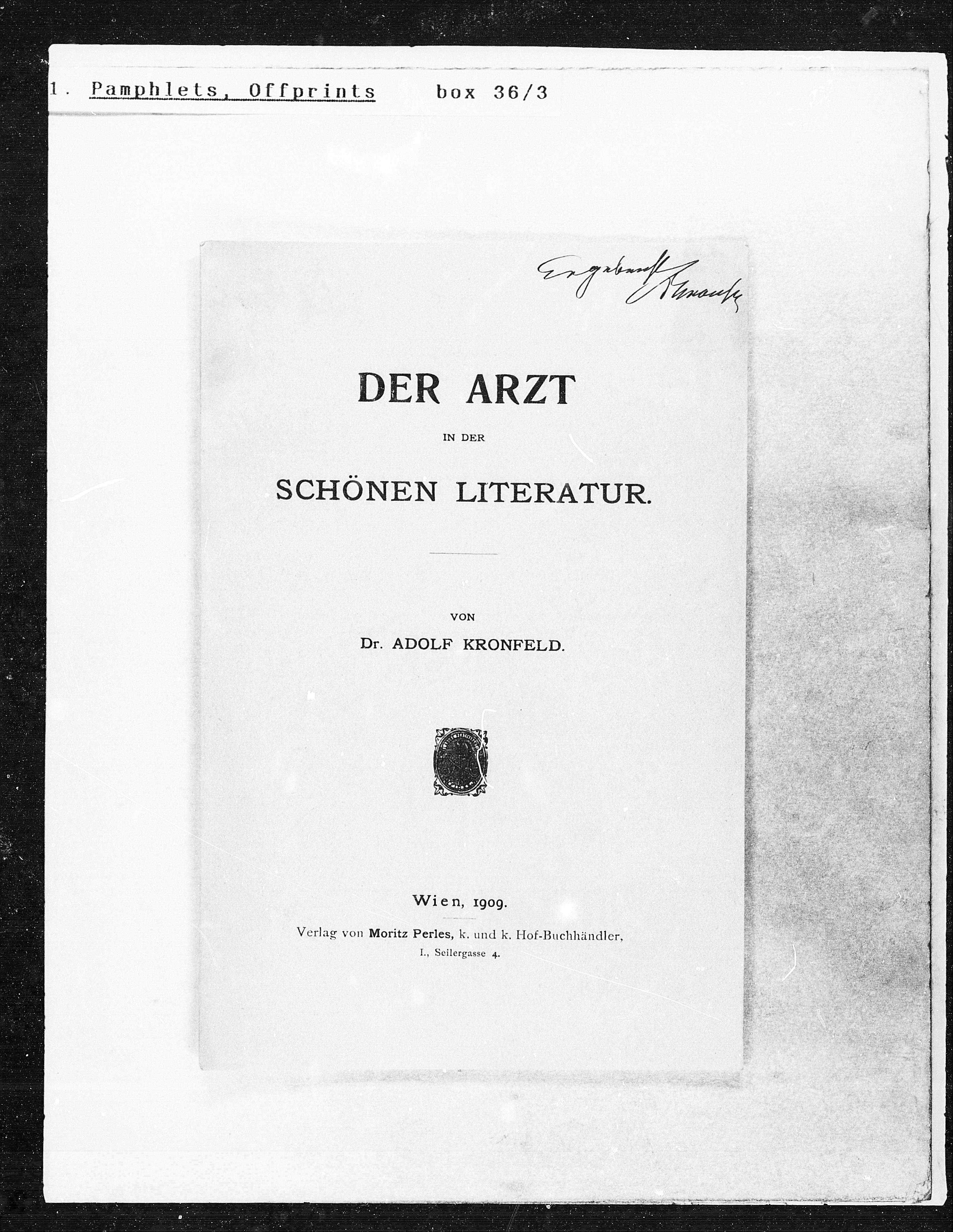 Vorschaubild für Broschüren Sonderdrucke 1904 1910, Seite 1