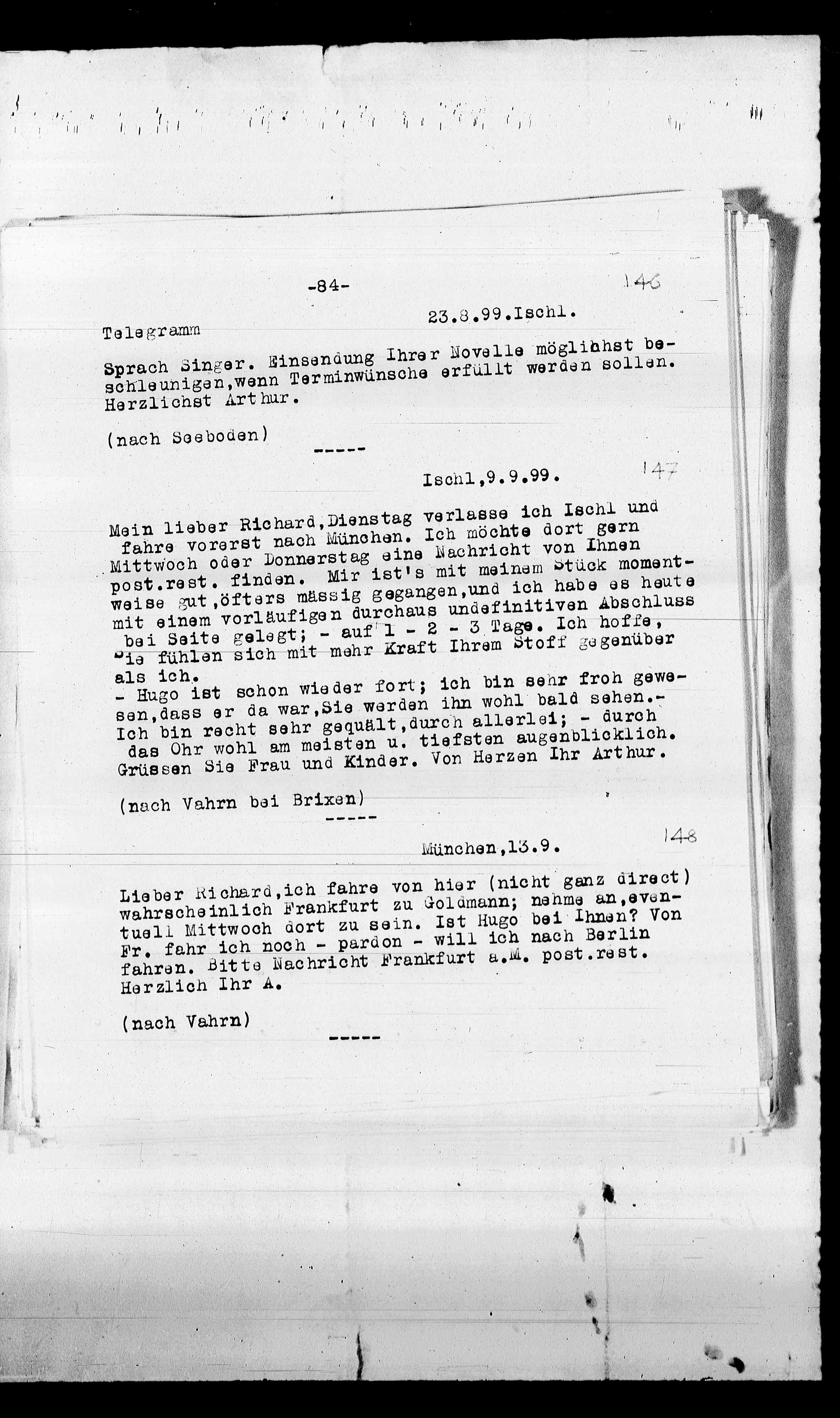 Vorschaubild für Beer-Hofmann, Richard_8.1 Abschrift AS an BH, Seite 90