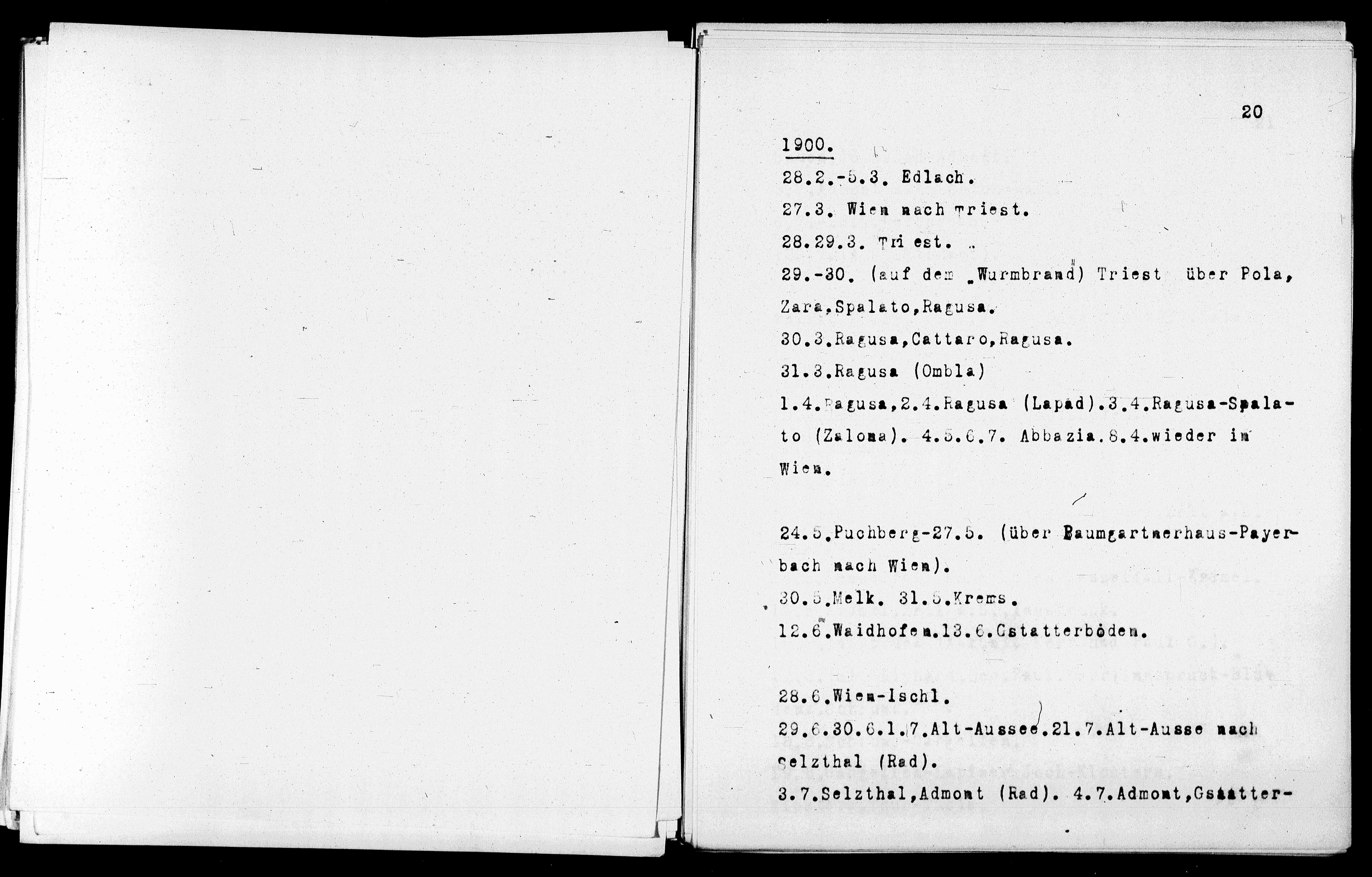 Vorschaubild für Verzeichnis unternommener Reisen 1867-1927, Seite 20