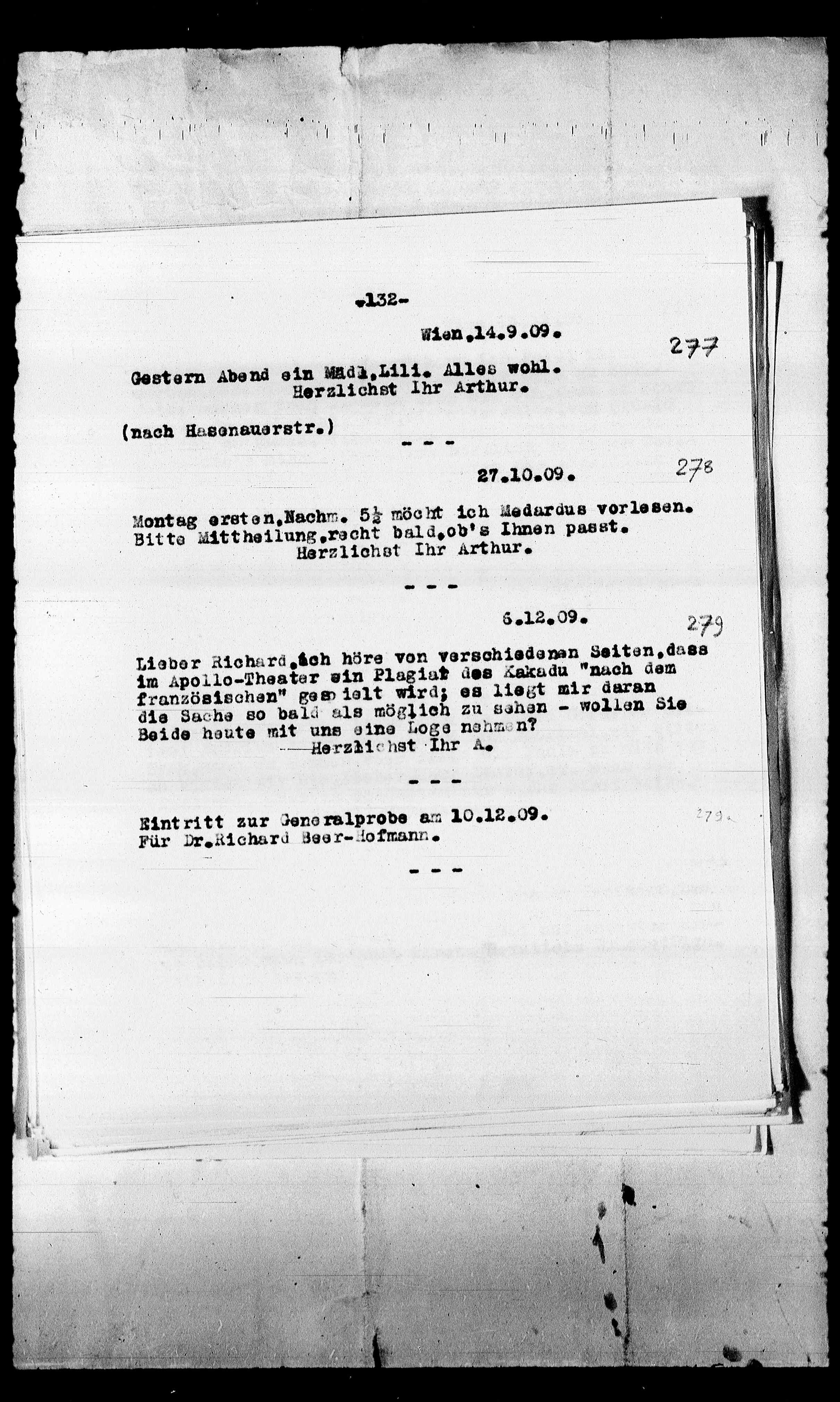 Vorschaubild für Beer-Hofmann, Richard_8.1 Abschrift AS an BH, Seite 139