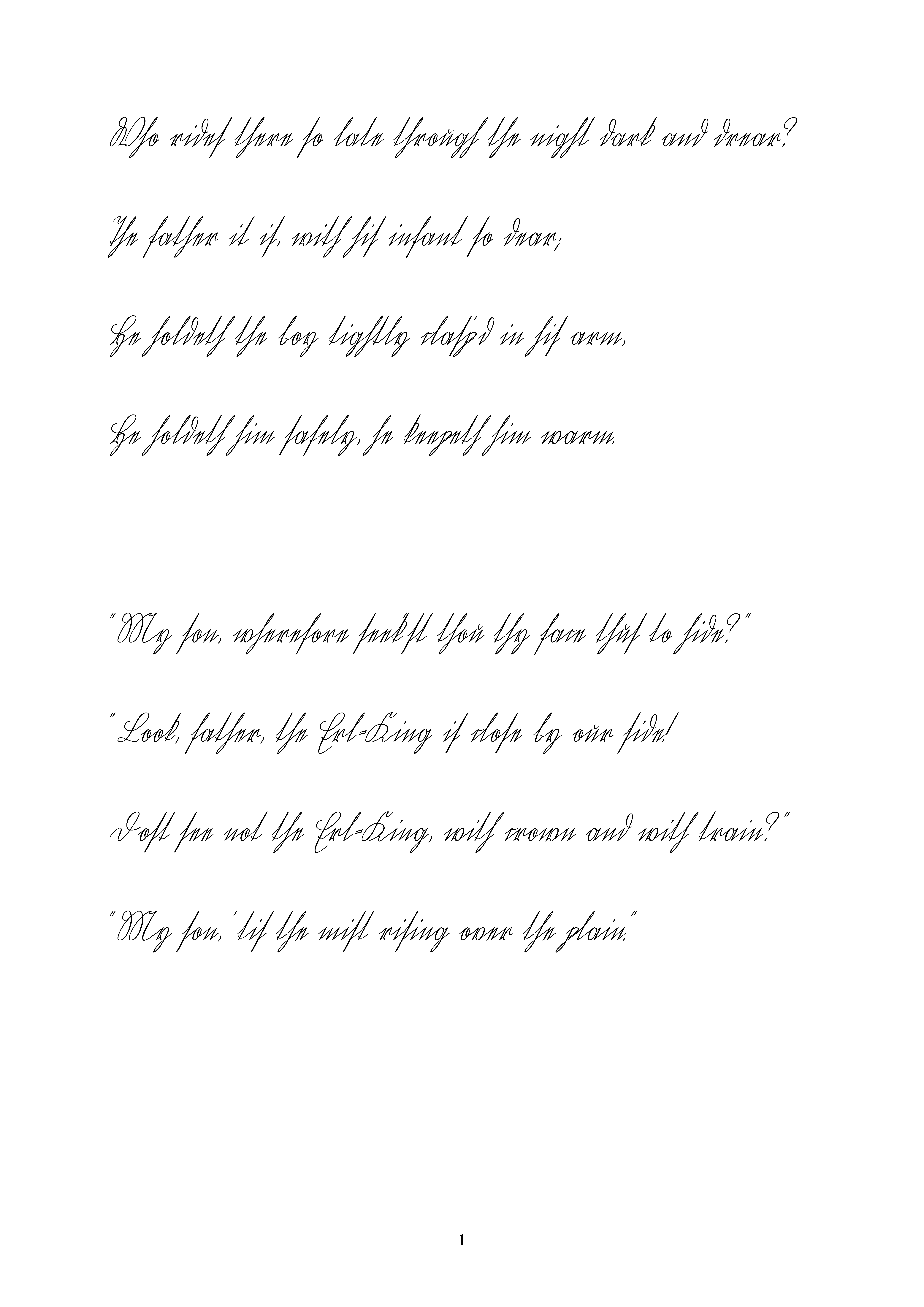 Easy Learning - "Erlkönig", Wiegel script, English