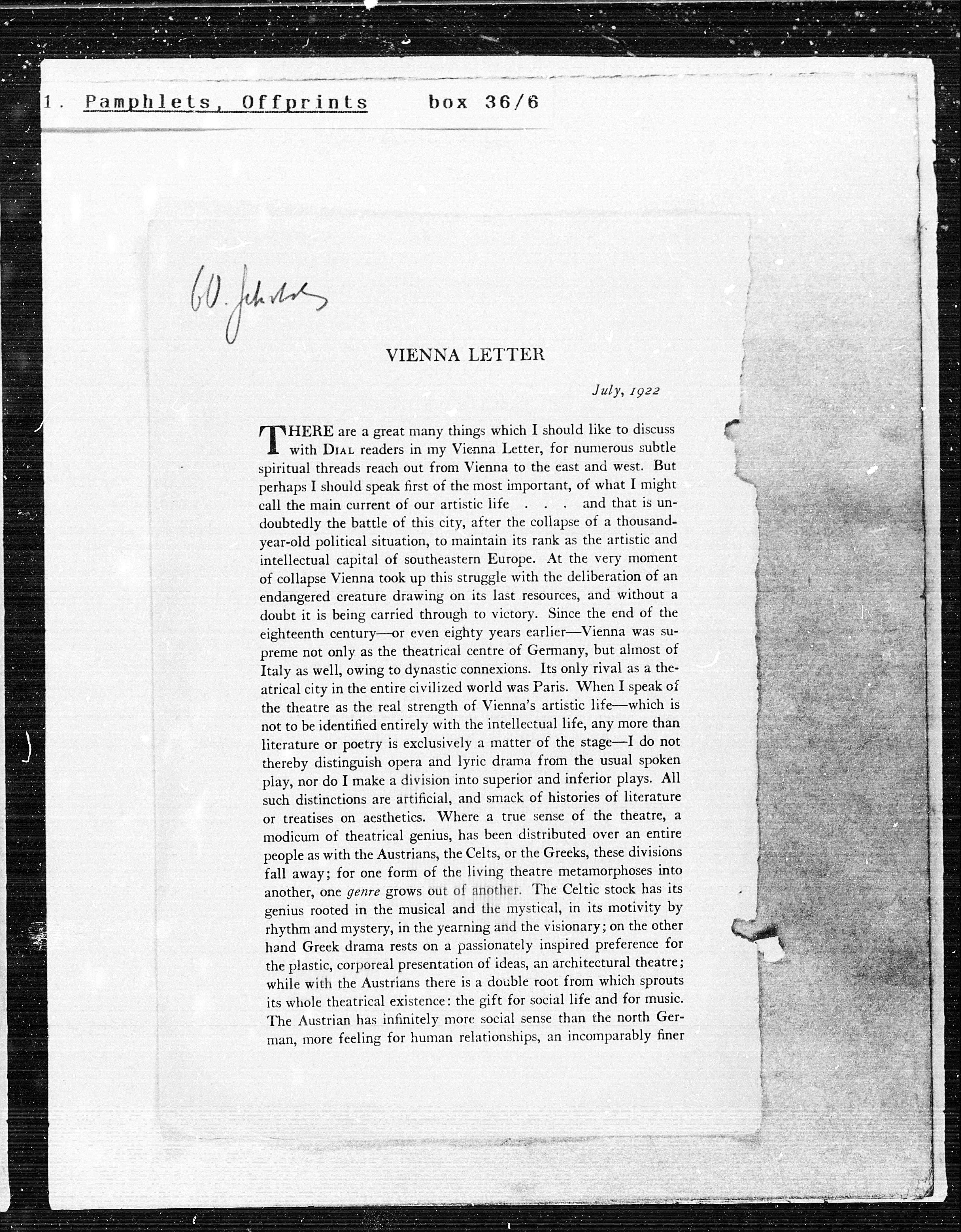 Vorschaubild für Hofmannsthal Vienna Letter July 1922, Seite 1