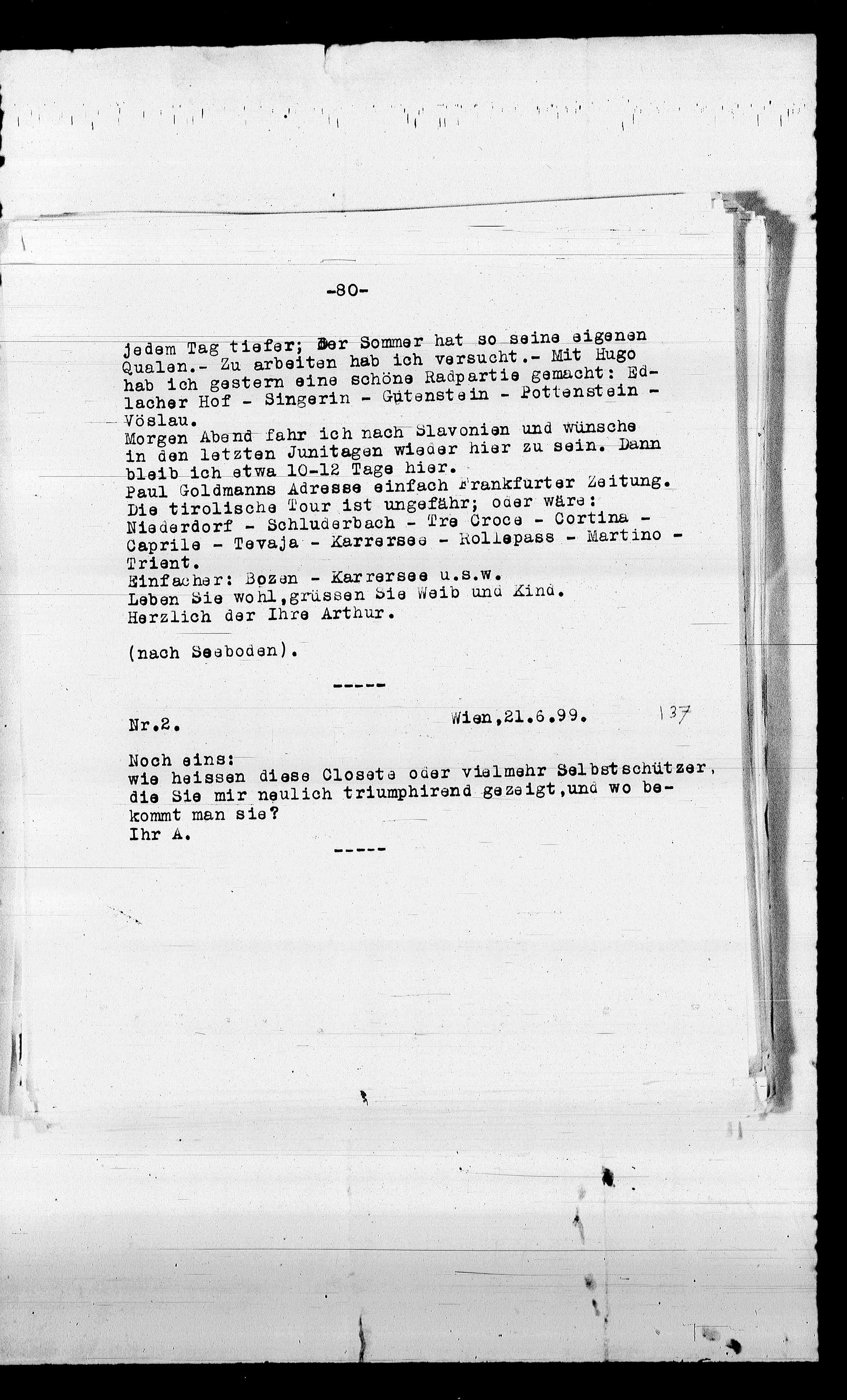 Vorschaubild für Beer-Hofmann, Richard_8.1 Abschrift AS an BH, Seite 86