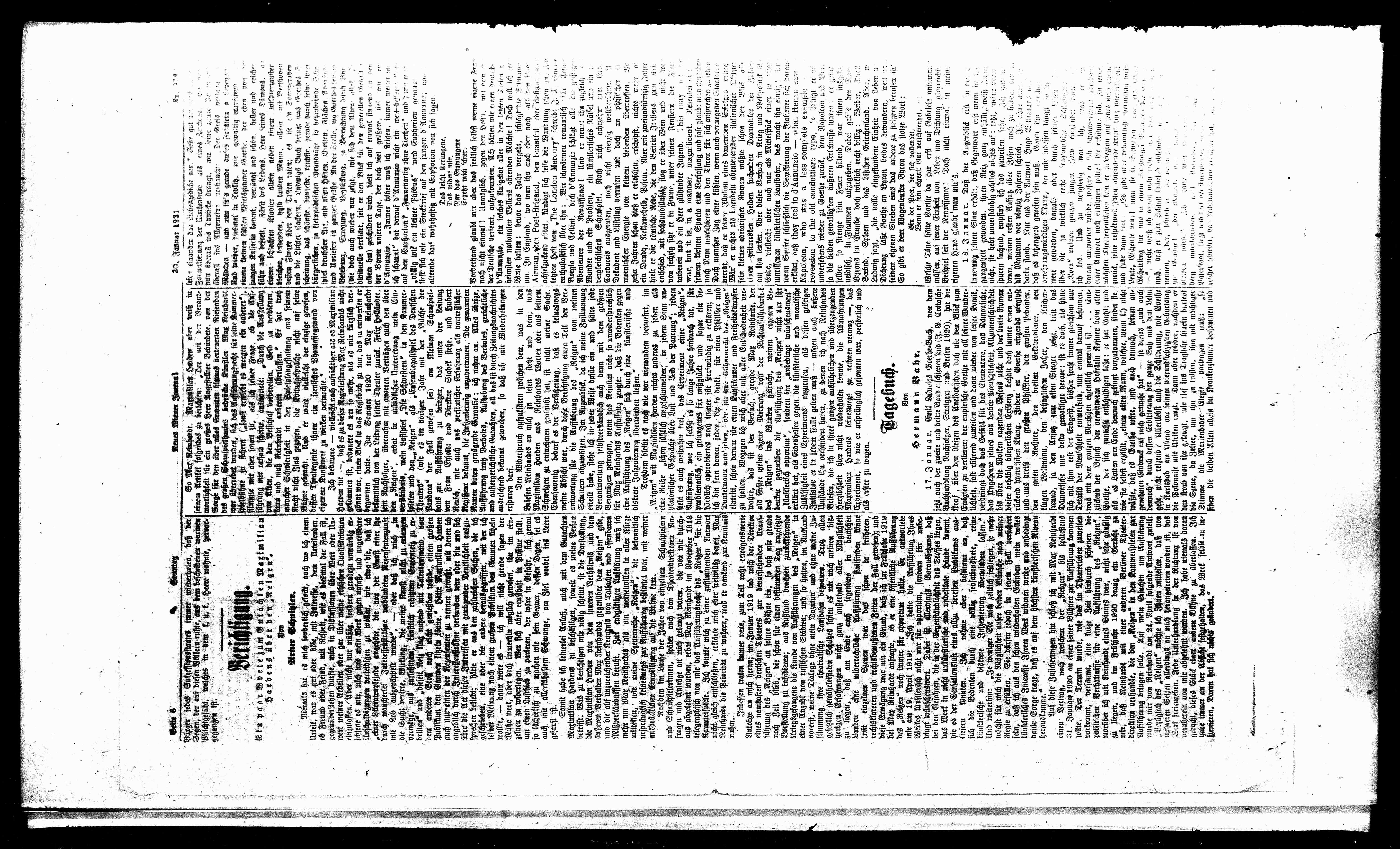 Vorschaubild für – Tagebuch 17. Januar 1921, Seite 1