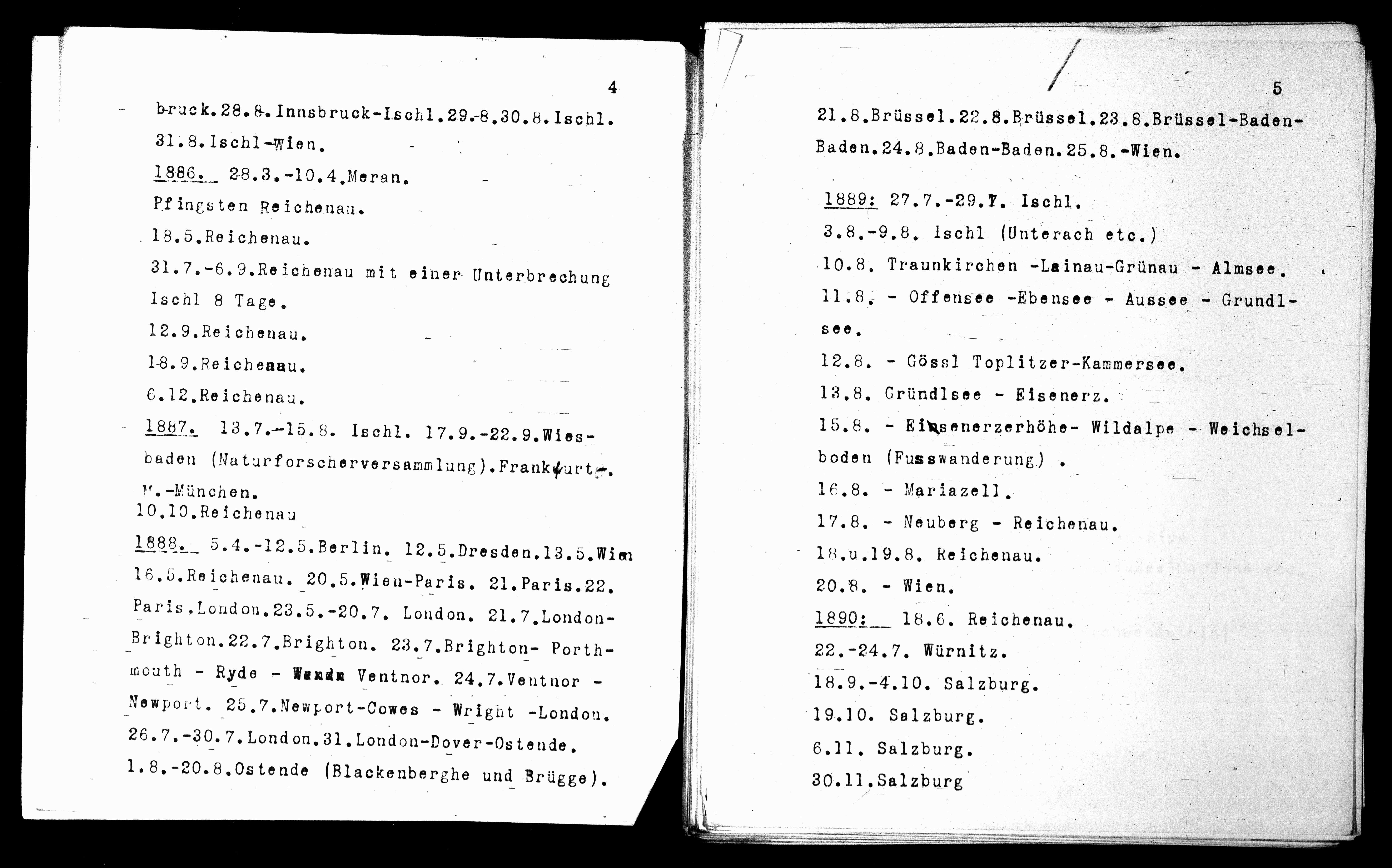 Vorschaubild für Verzeichnis unternommener Reisen 1867-1927, Seite 5