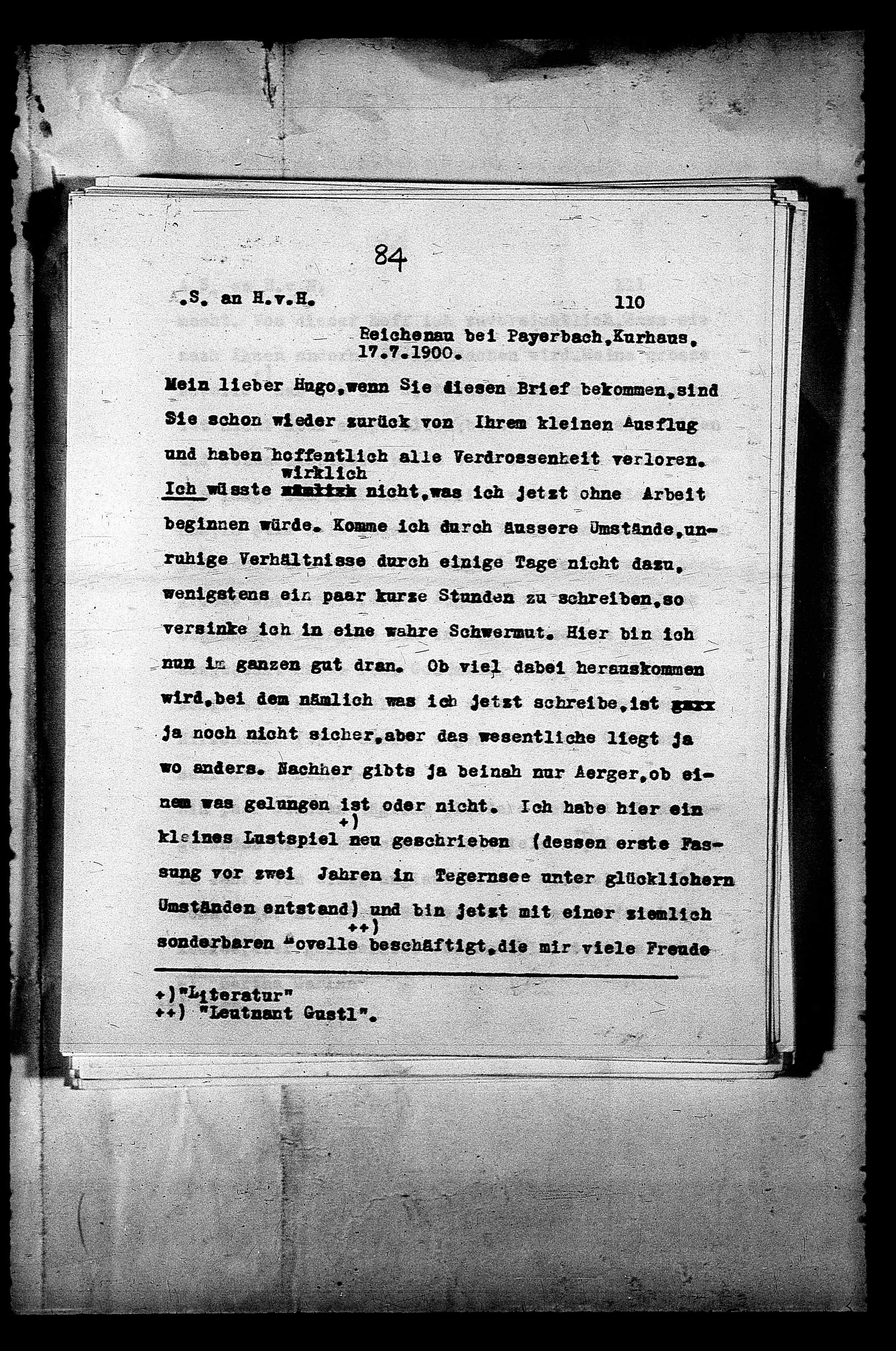 Vorschaubild für Hofmannsthal, Hugo von_AS an HvH Abschrift, HvH an AS, Originale (Mikrofilm 38), Seite 114