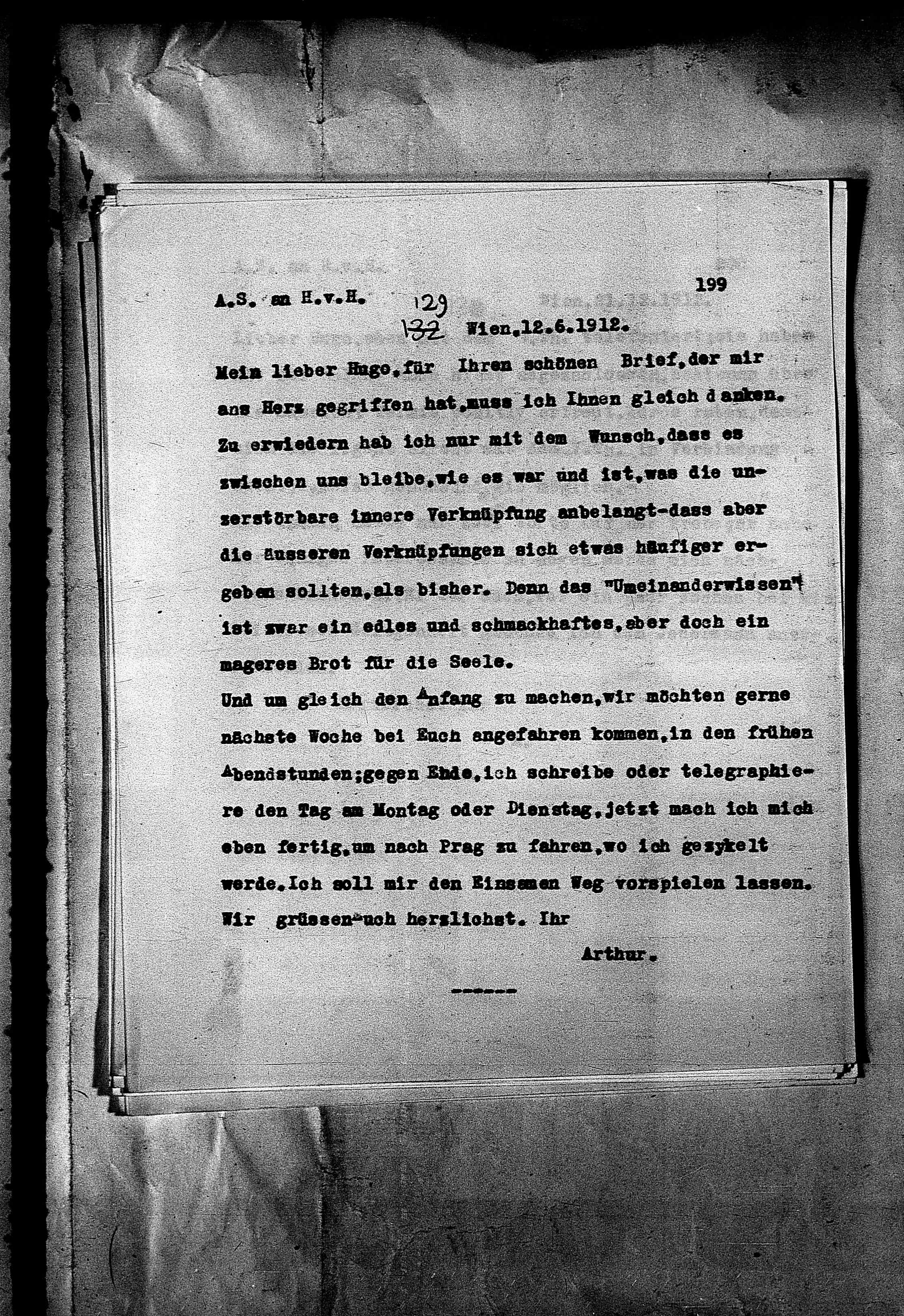 Vorschaubild für Hofmannsthal, Hugo von_AS an HvH Abschrift, HvH an AS, Originale (Mikrofilm 38), Seite 205