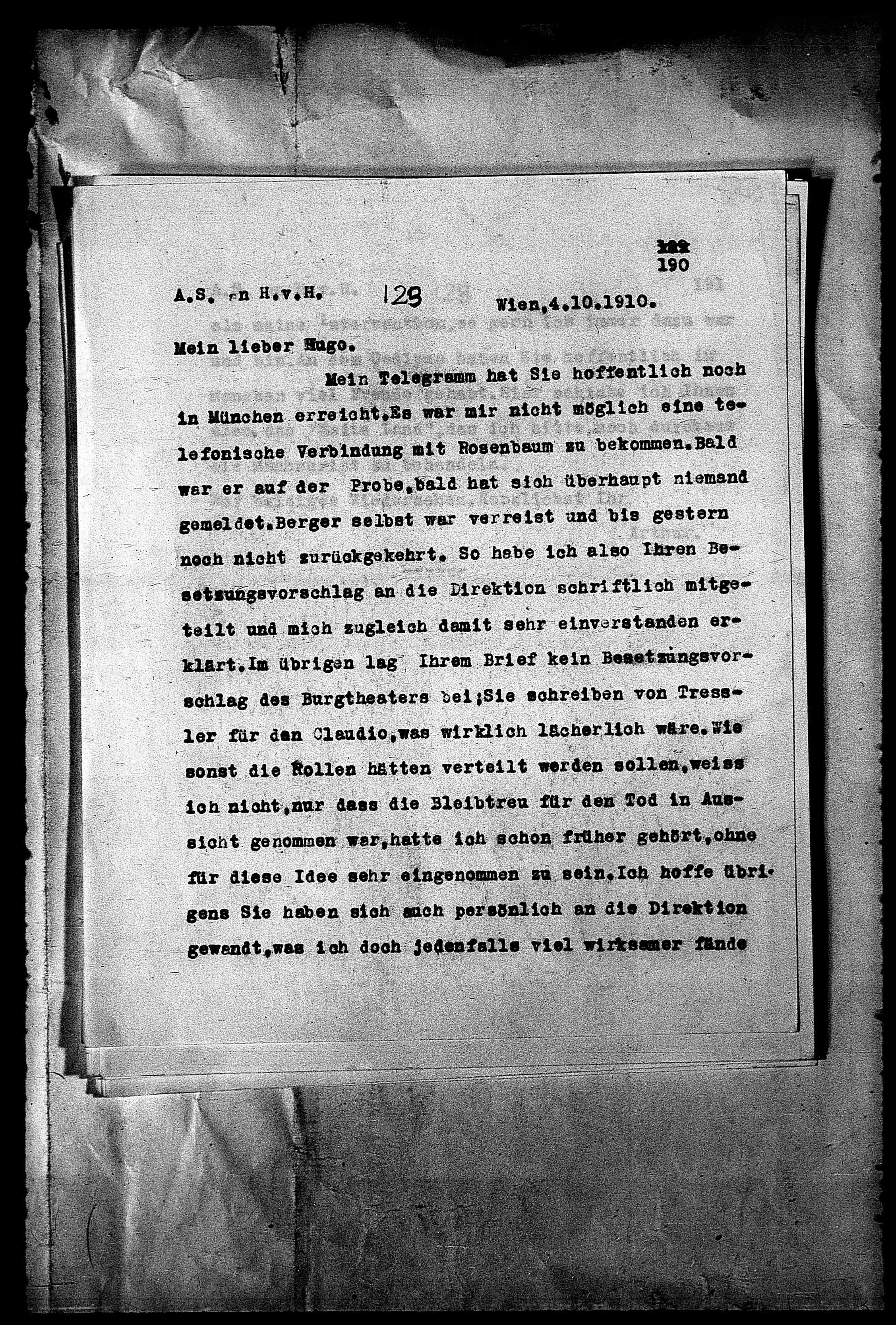 Vorschaubild für Hofmannsthal, Hugo von_AS an HvH Abschrift, HvH an AS, Originale (Mikrofilm 38), Seite 196