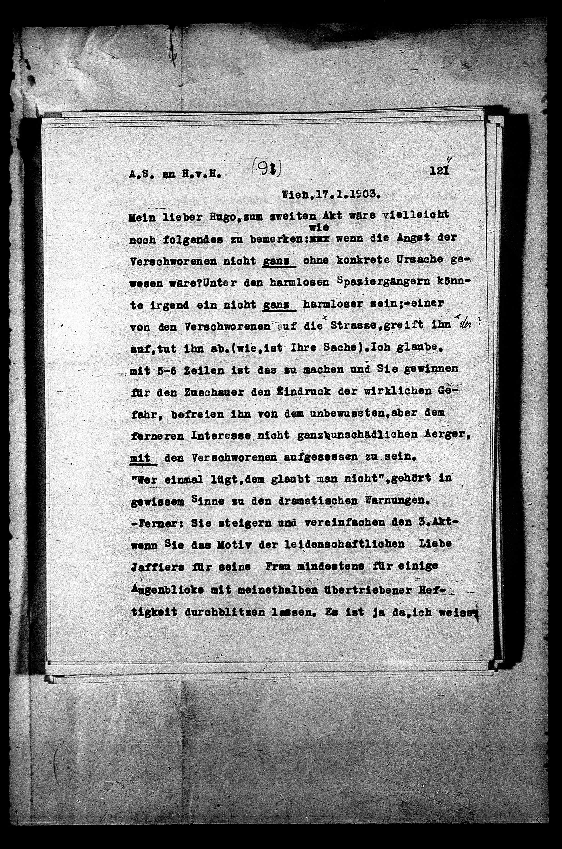 Vorschaubild für Hofmannsthal, Hugo von_AS an HvH Abschrift, HvH an AS, Originale (Mikrofilm 38), Seite 129