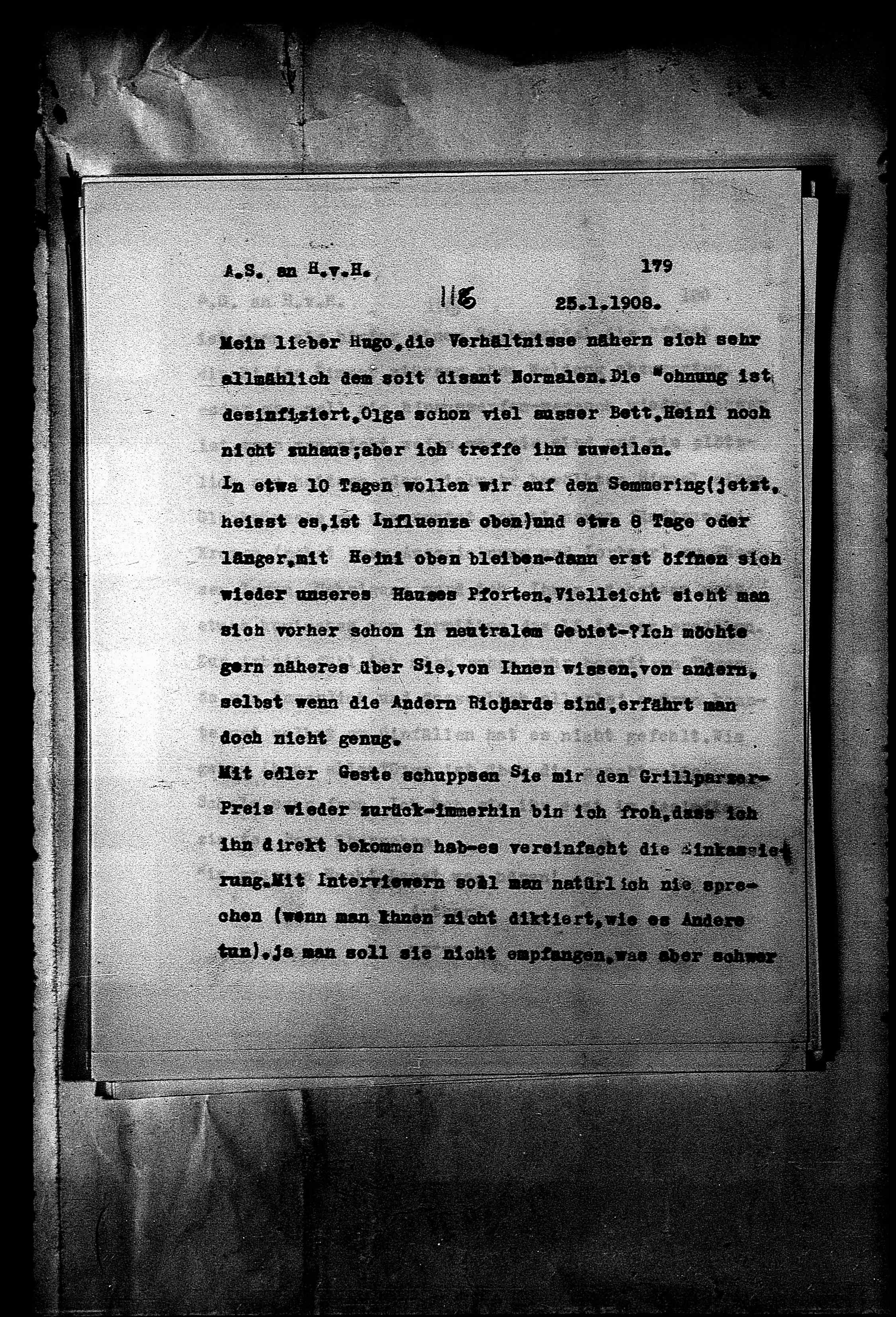 Vorschaubild für Hofmannsthal, Hugo von_AS an HvH Abschrift, HvH an AS, Originale (Mikrofilm 38), Seite 185