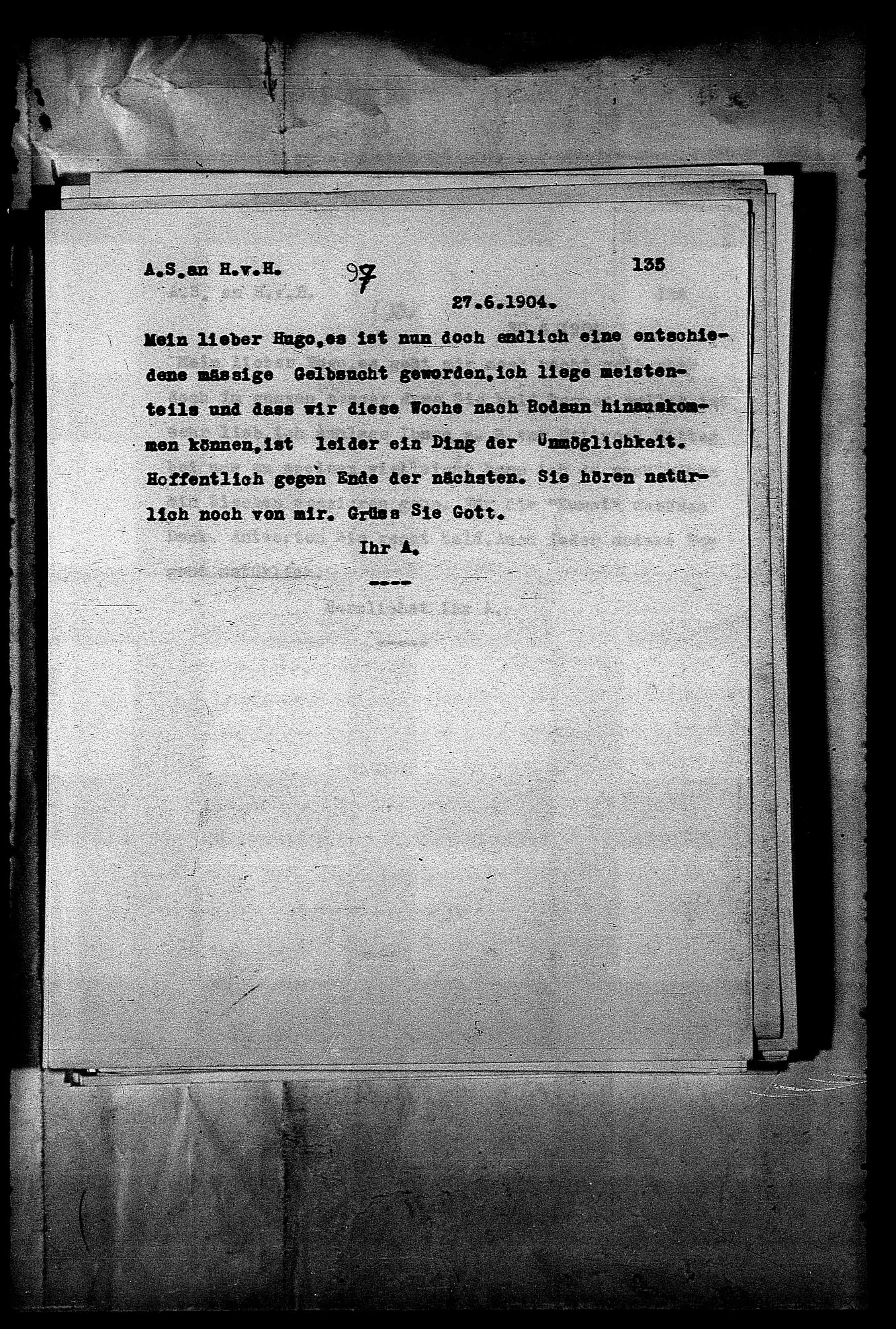 Vorschaubild für Hofmannsthal, Hugo von_AS an HvH Abschrift, HvH an AS, Originale (Mikrofilm 38), Seite 141