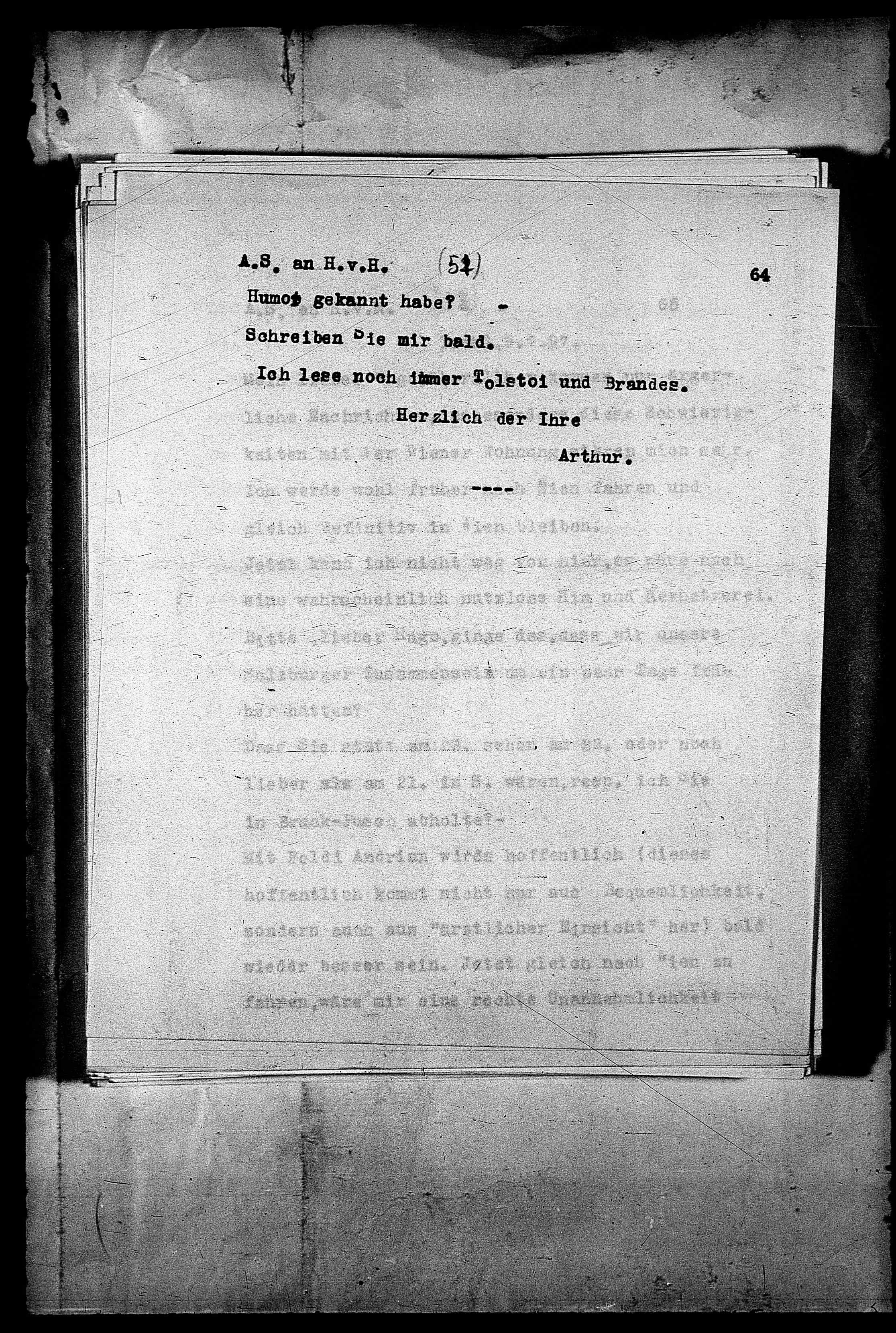 Vorschaubild für Hofmannsthal, Hugo von_AS an HvH Abschrift, HvH an AS, Originale (Mikrofilm 38), Seite 67