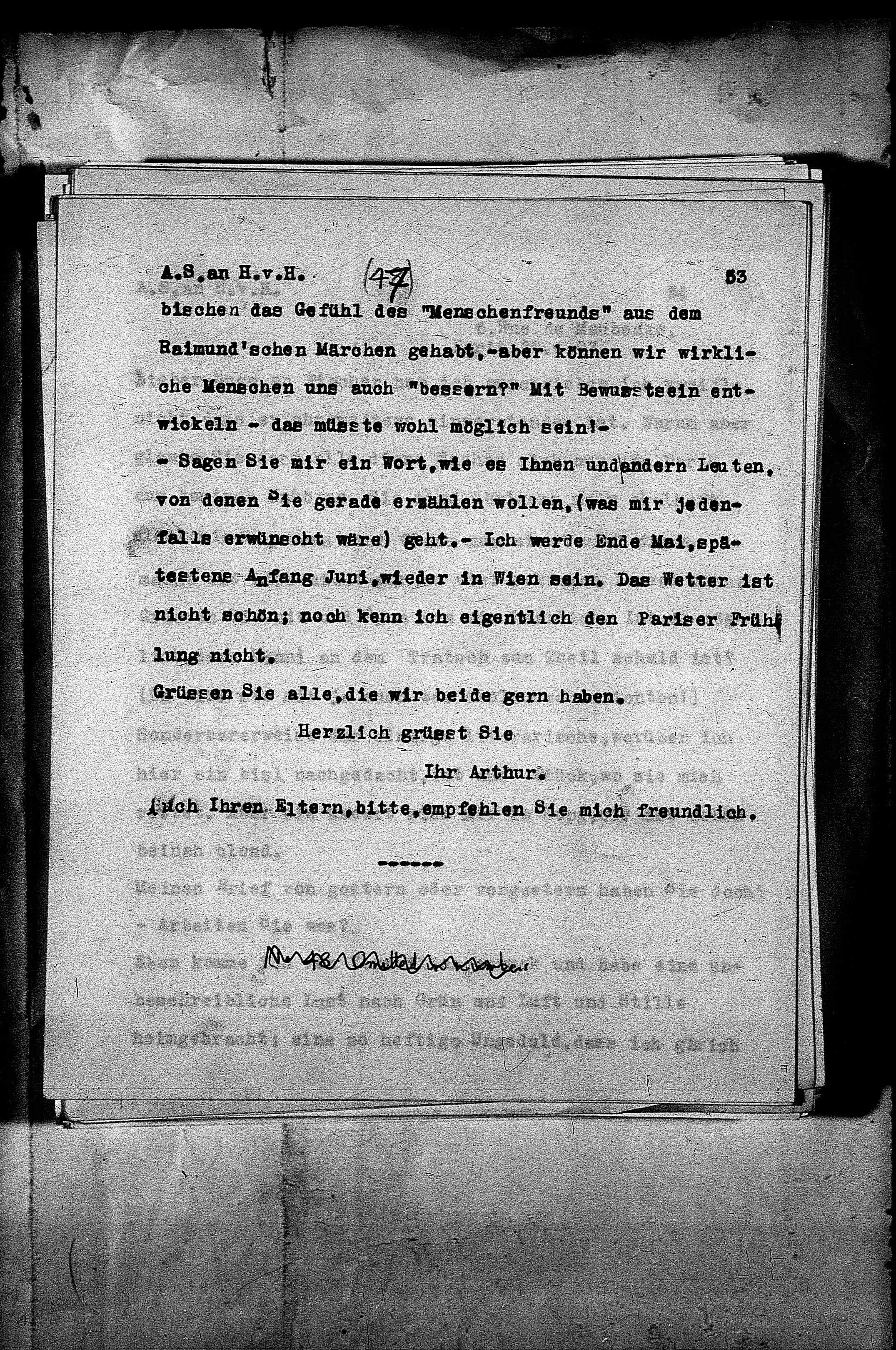 Vorschaubild für Hofmannsthal, Hugo von_AS an HvH Abschrift, HvH an AS, Originale (Mikrofilm 38), Seite 56