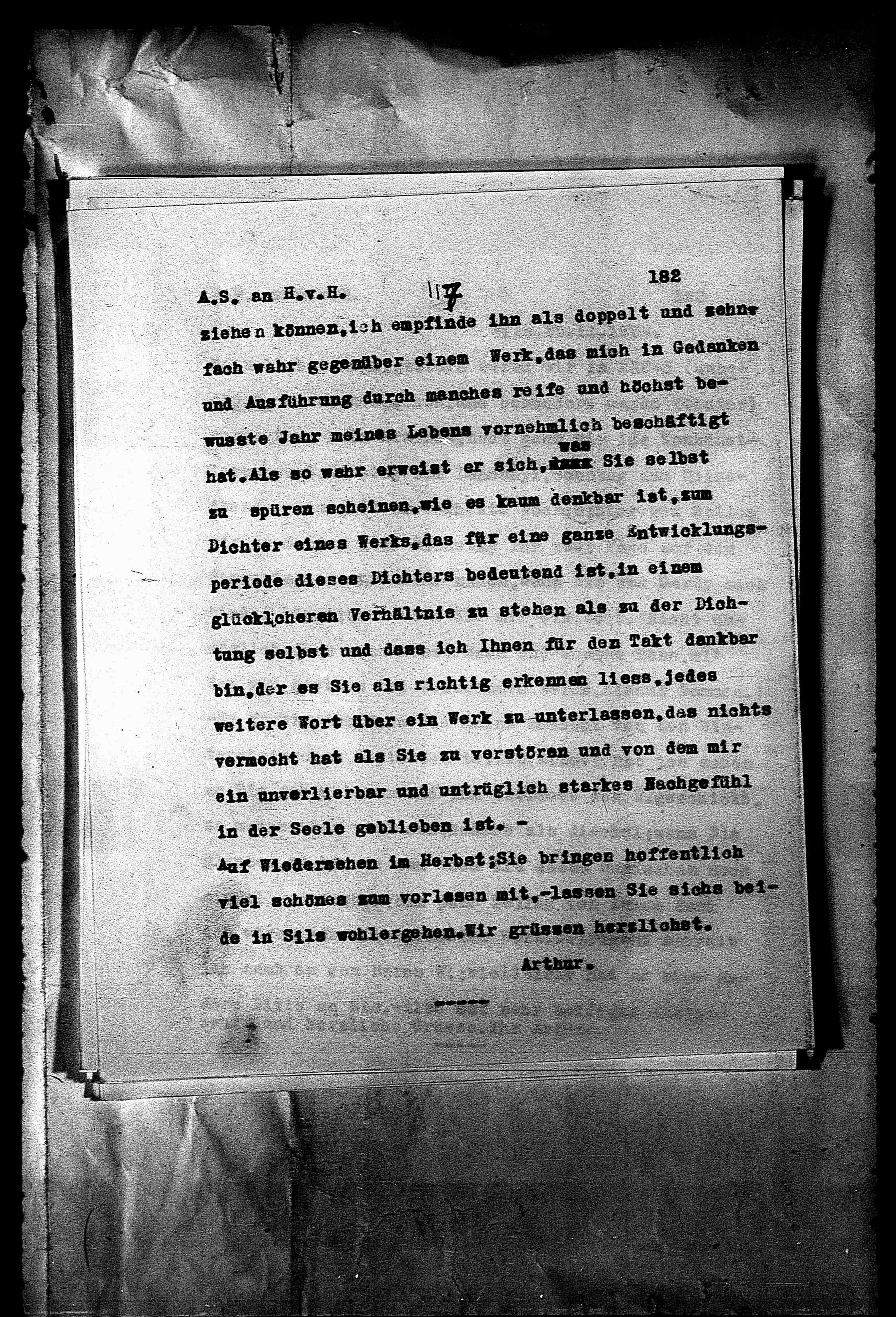 Vorschaubild für Hofmannsthal, Hugo von_AS an HvH Abschrift, HvH an AS, Originale (Mikrofilm 38), Seite 188