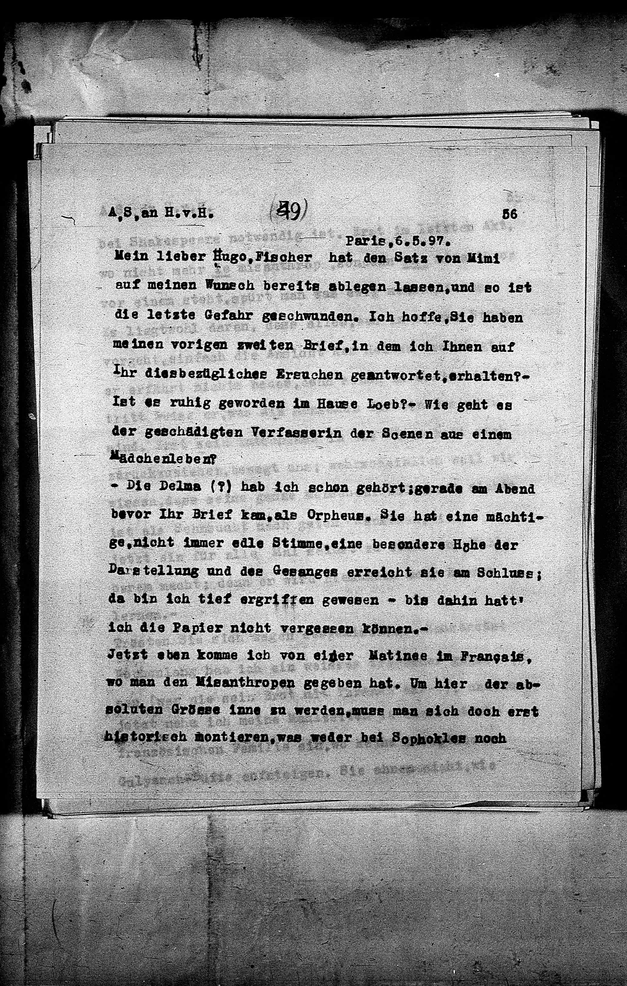 Vorschaubild für Hofmannsthal, Hugo von_AS an HvH Abschrift, HvH an AS, Originale (Mikrofilm 38), Seite 59
