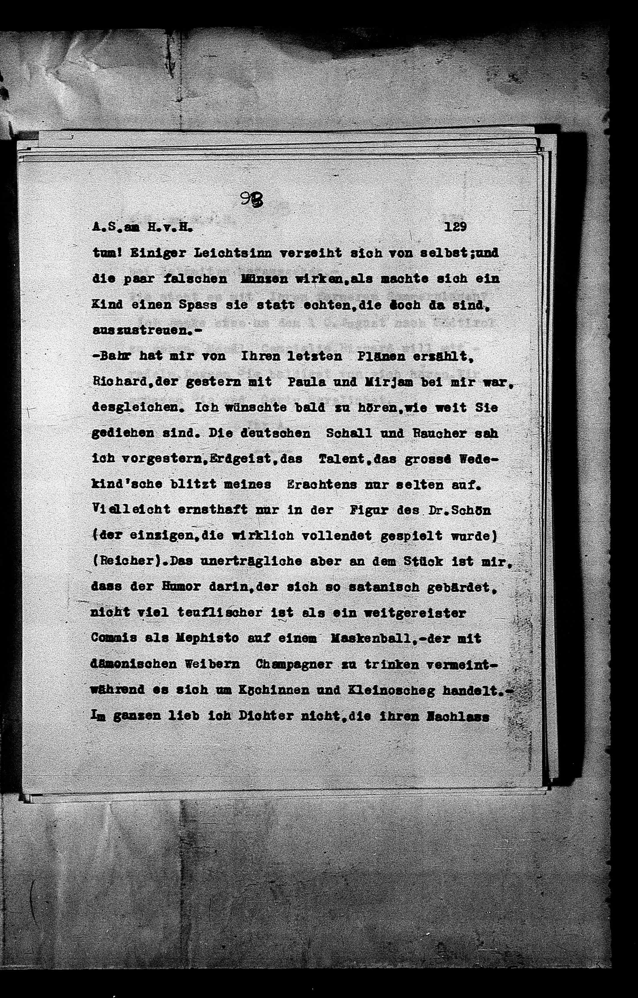 Vorschaubild für Hofmannsthal, Hugo von_AS an HvH Abschrift, HvH an AS, Originale (Mikrofilm 38), Seite 135