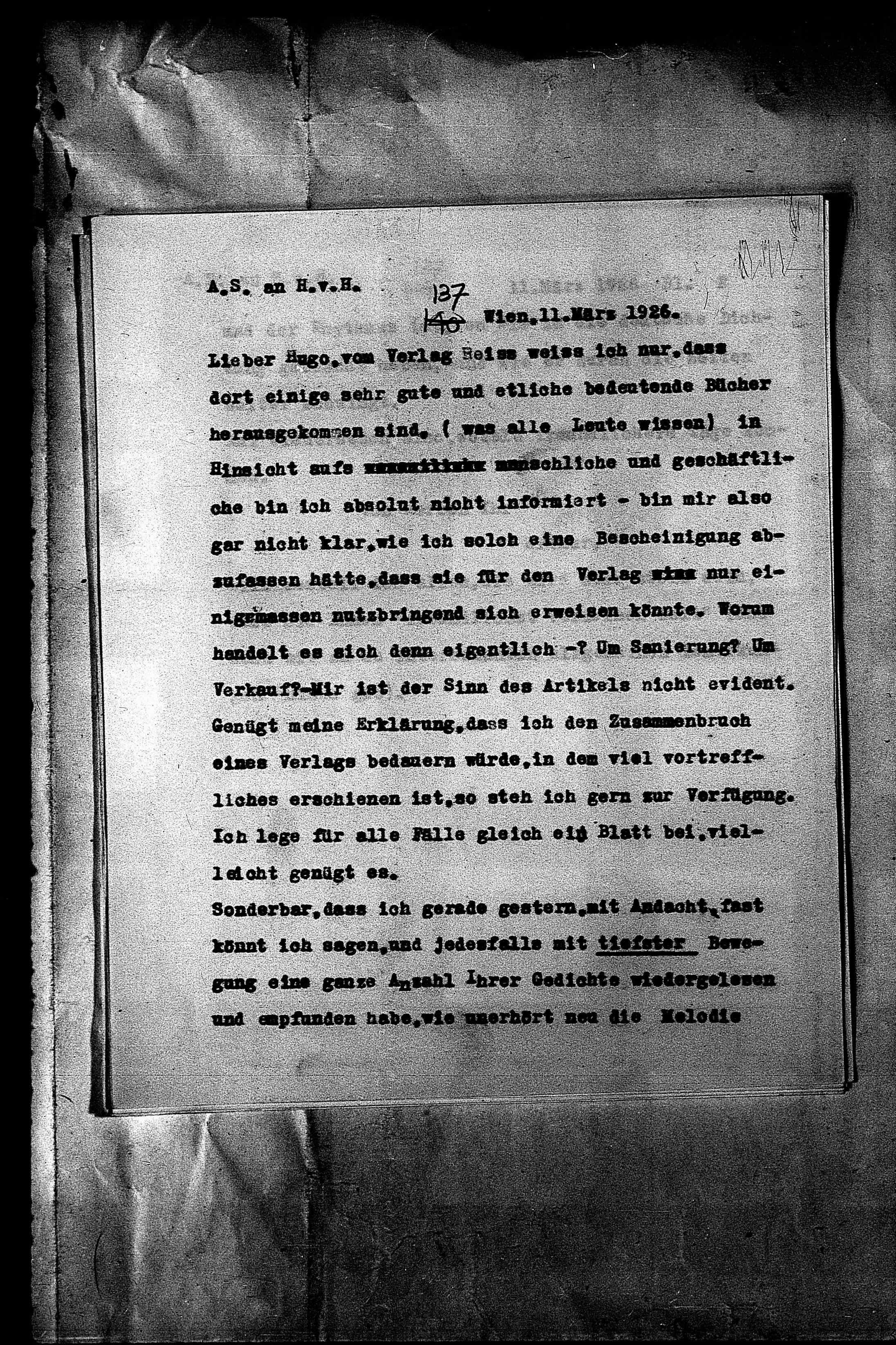 Vorschaubild für Hofmannsthal, Hugo von_AS an HvH Abschrift, HvH an AS, Originale (Mikrofilm 38), Seite 215