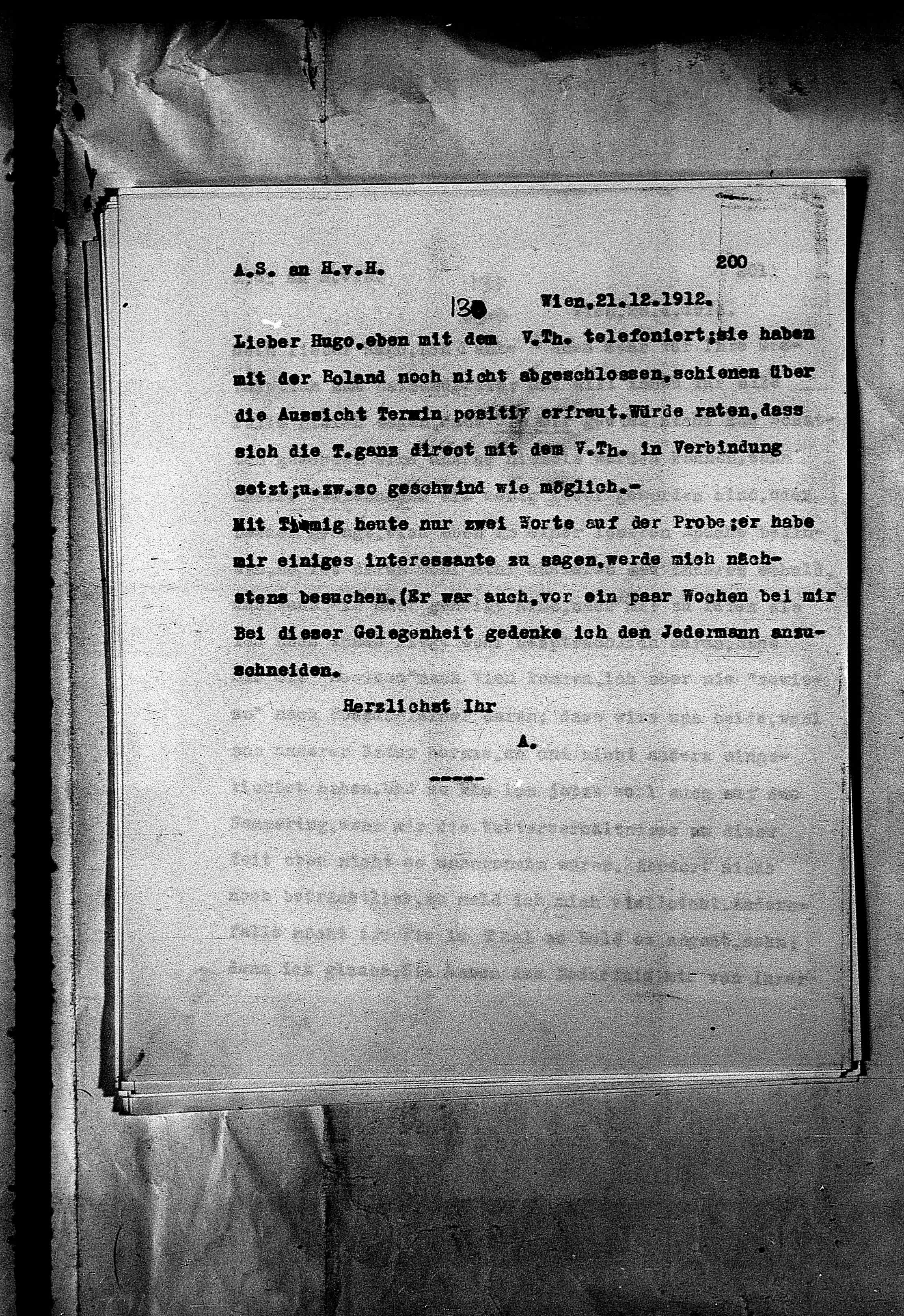Vorschaubild für Hofmannsthal, Hugo von_AS an HvH Abschrift, HvH an AS, Originale (Mikrofilm 38), Seite 206