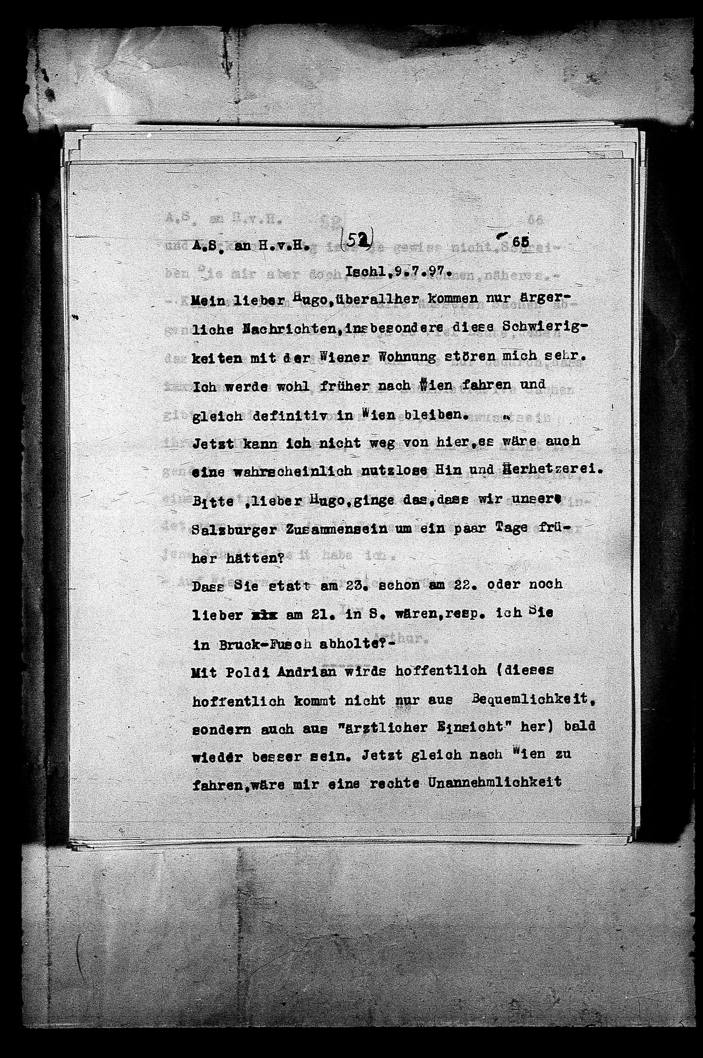 Vorschaubild für Hofmannsthal, Hugo von_AS an HvH Abschrift, HvH an AS, Originale (Mikrofilm 38), Seite 68