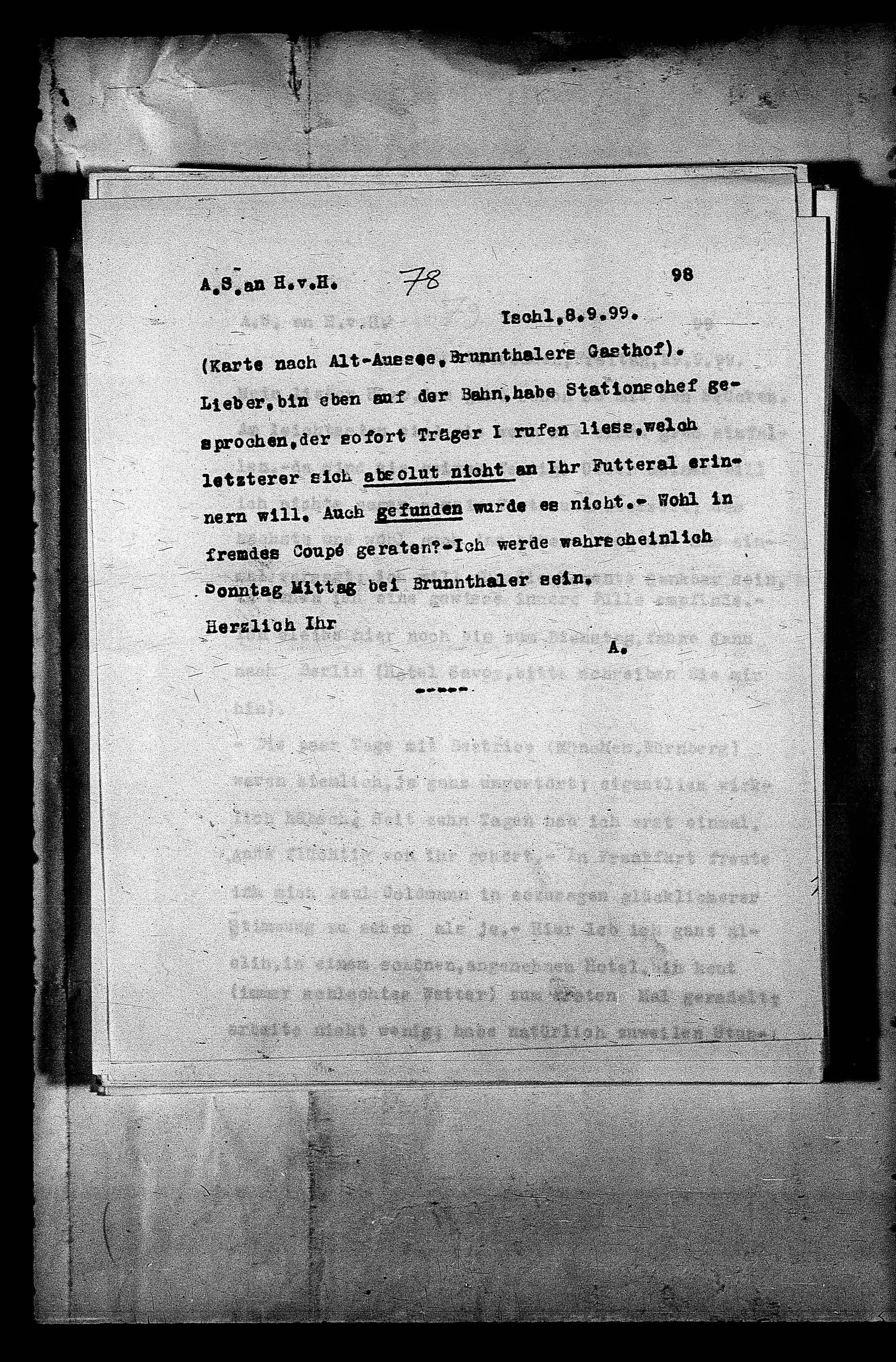Vorschaubild für Hofmannsthal, Hugo von_AS an HvH Abschrift, HvH an AS, Originale (Mikrofilm 38), Seite 102