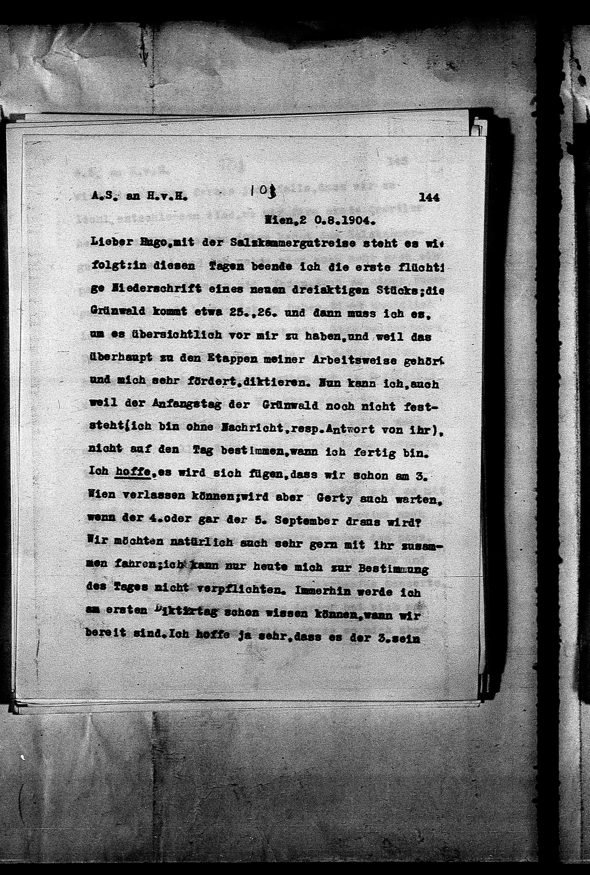 Vorschaubild für Hofmannsthal, Hugo von_AS an HvH Abschrift, HvH an AS, Originale (Mikrofilm 38), Seite 150