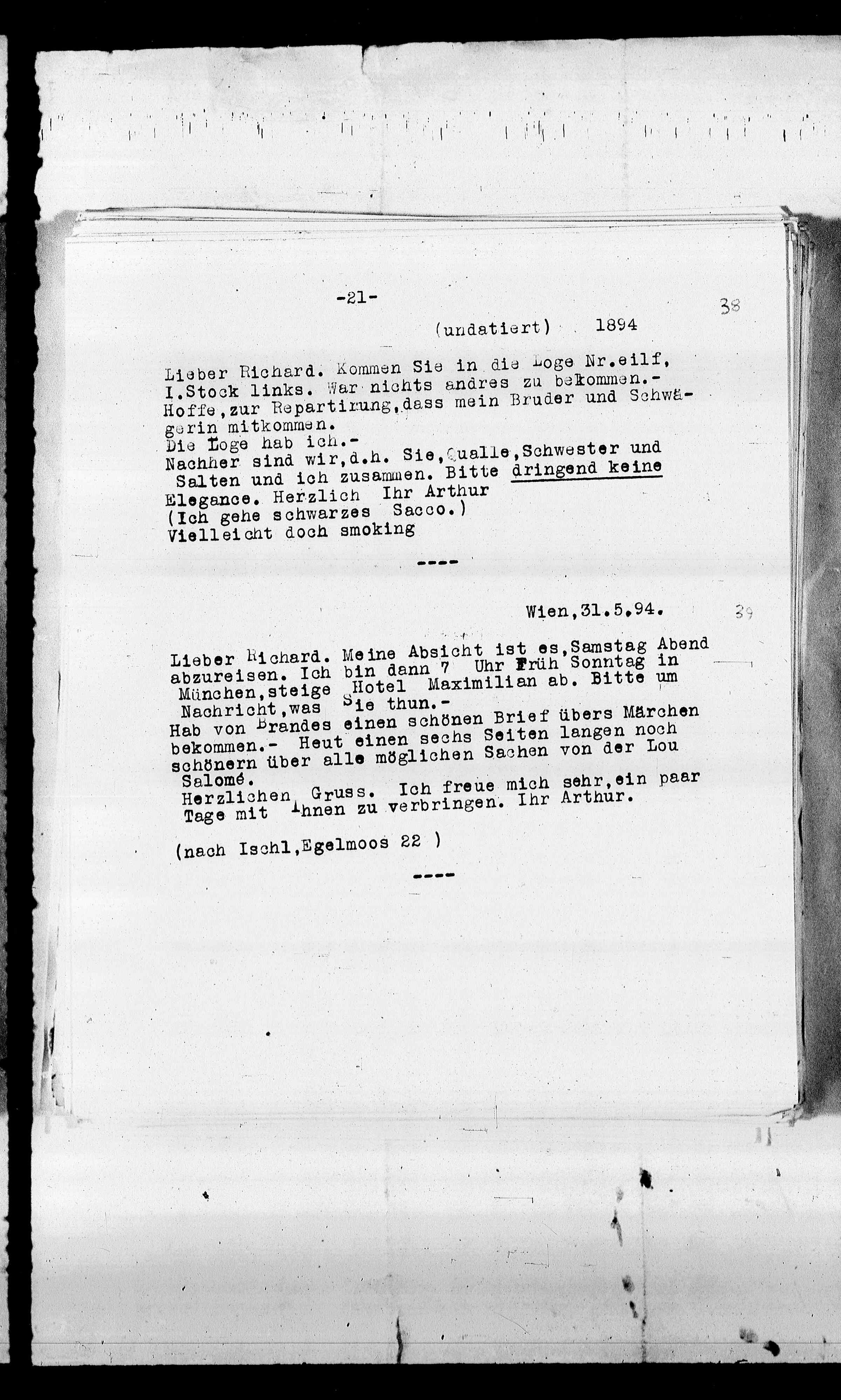 Vorschaubild für Beer-Hofmann, Richard_8.1 Abschrift AS an BH, Seite 25