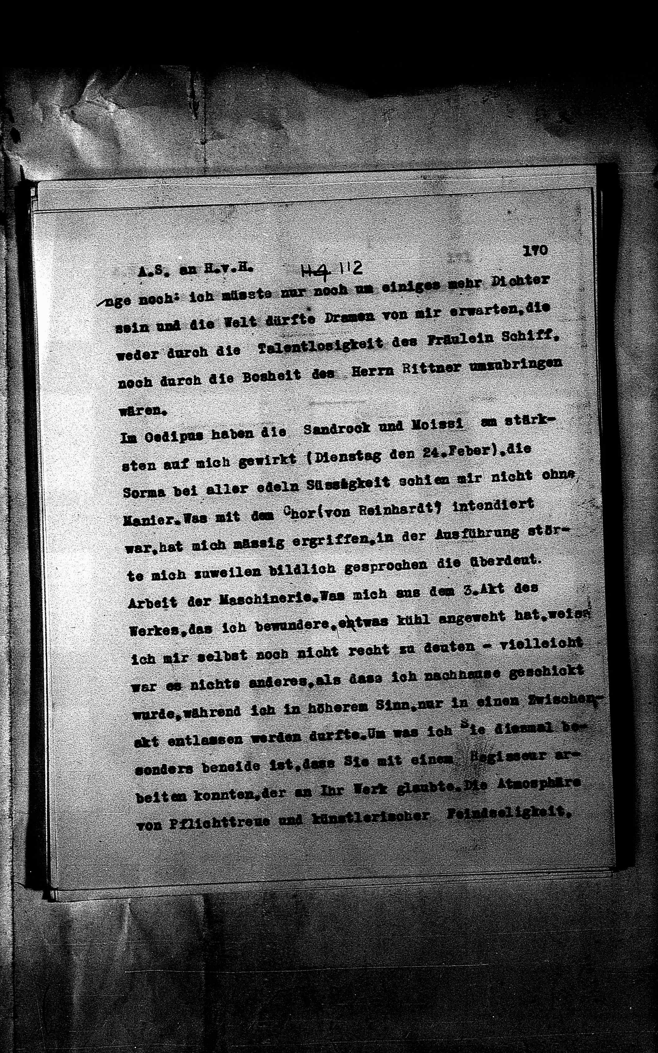 Vorschaubild für Hofmannsthal, Hugo von_AS an HvH Abschrift, HvH an AS, Originale (Mikrofilm 38), Seite 176
