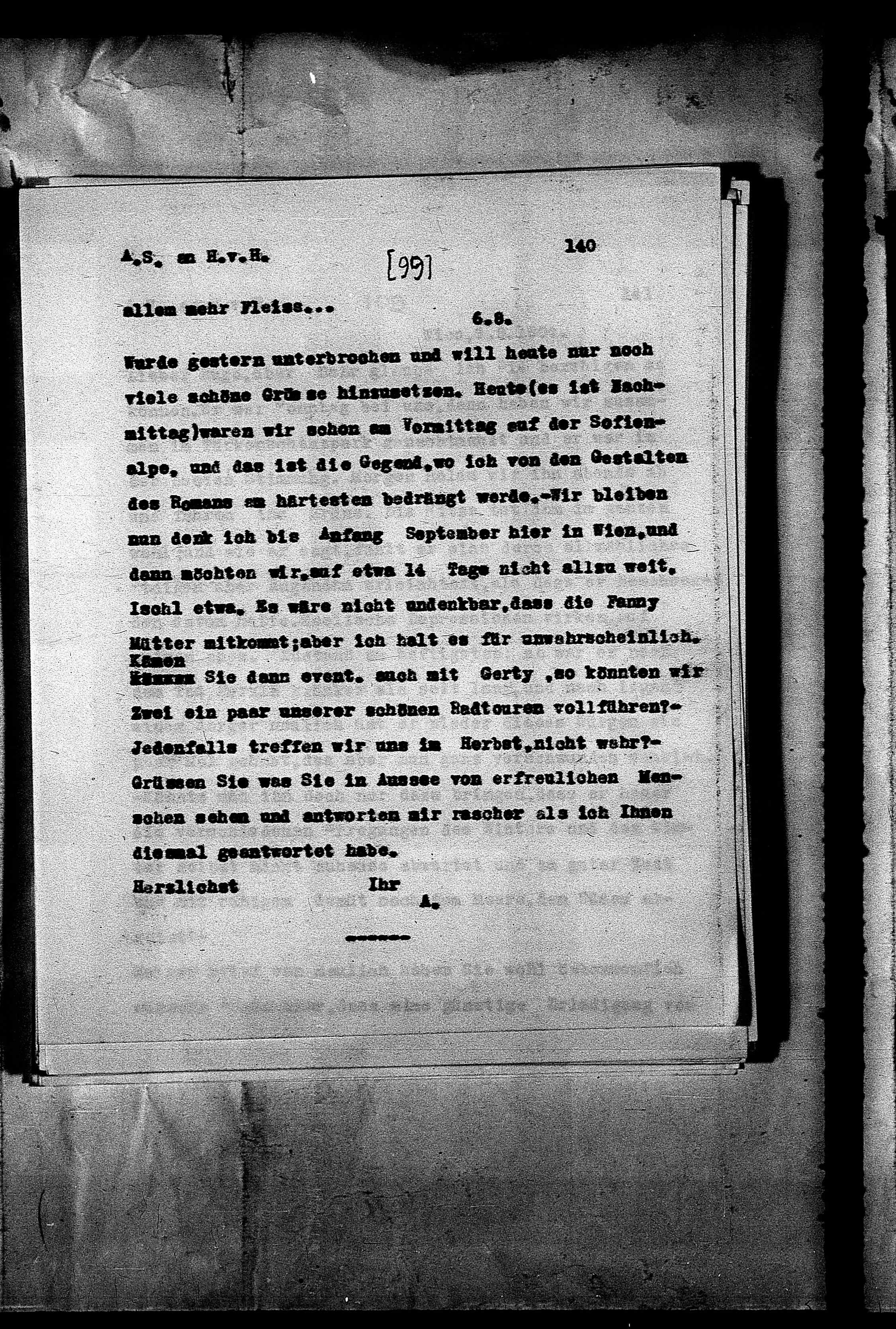 Vorschaubild für Hofmannsthal, Hugo von_AS an HvH Abschrift, HvH an AS, Originale (Mikrofilm 38), Seite 146