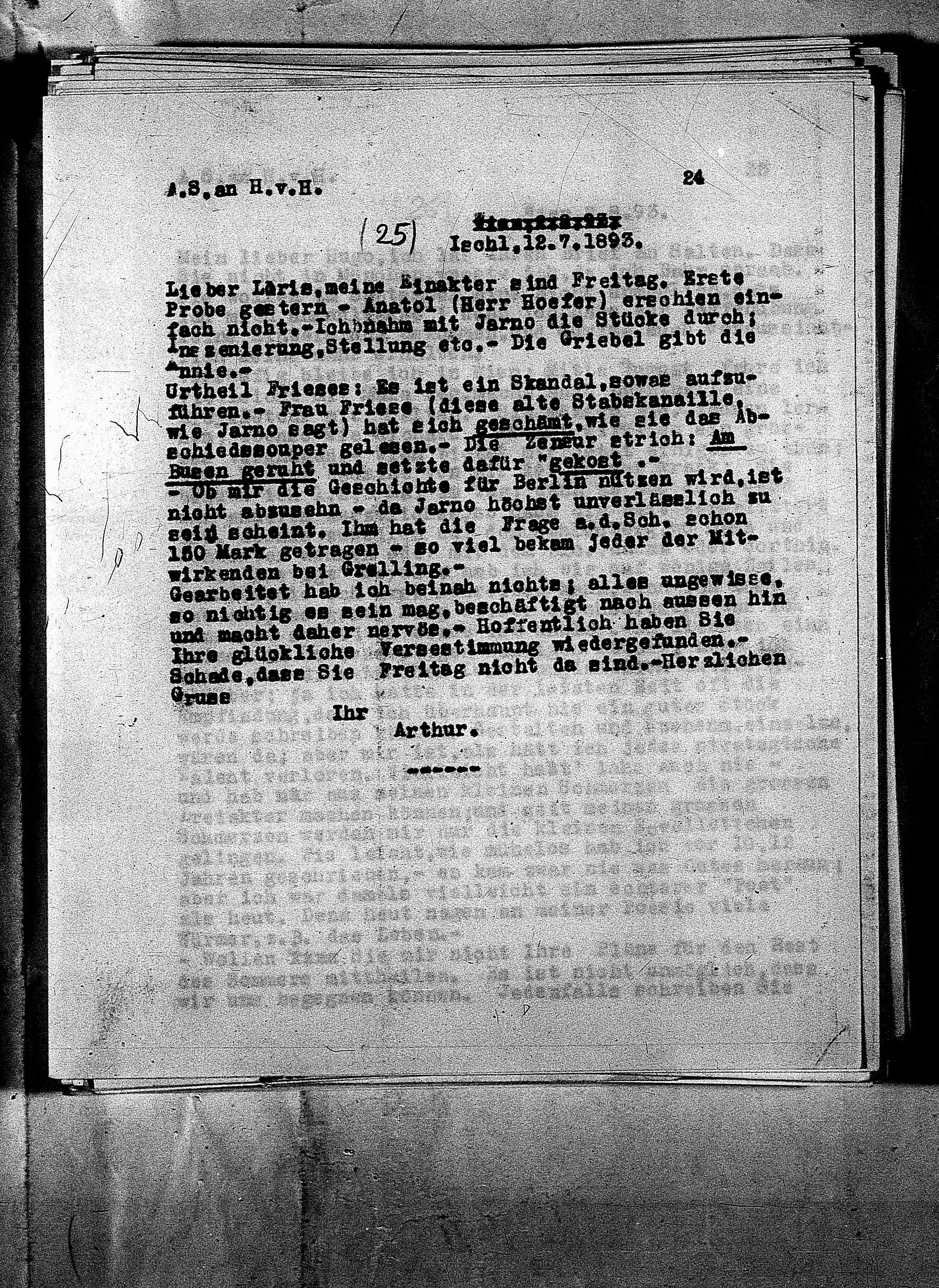 Vorschaubild für Hofmannsthal, Hugo von_AS an HvH Abschrift, HvH an AS, Originale (Mikrofilm 38), Seite 27