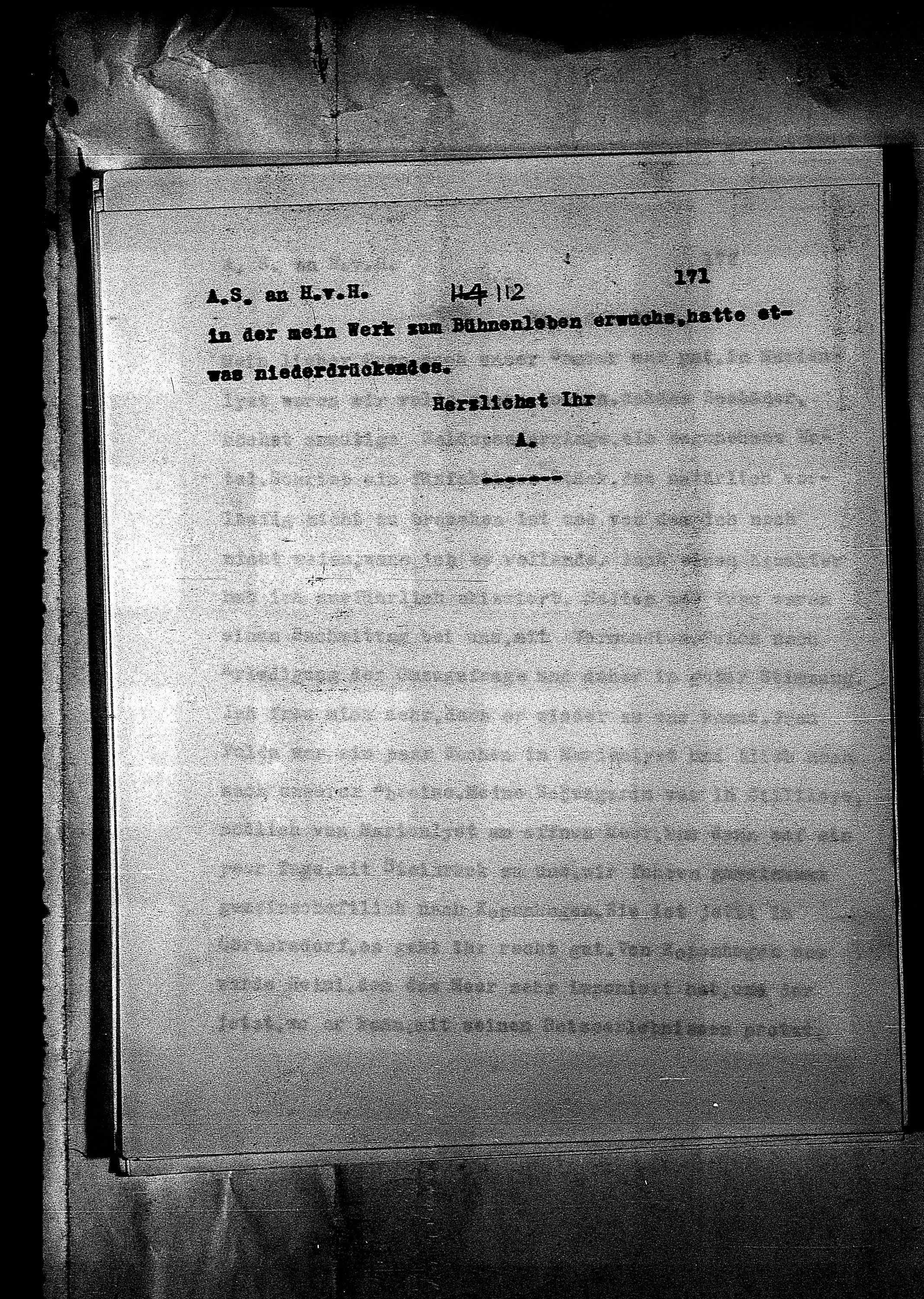 Vorschaubild für Hofmannsthal, Hugo von_AS an HvH Abschrift, HvH an AS, Originale (Mikrofilm 38), Seite 177