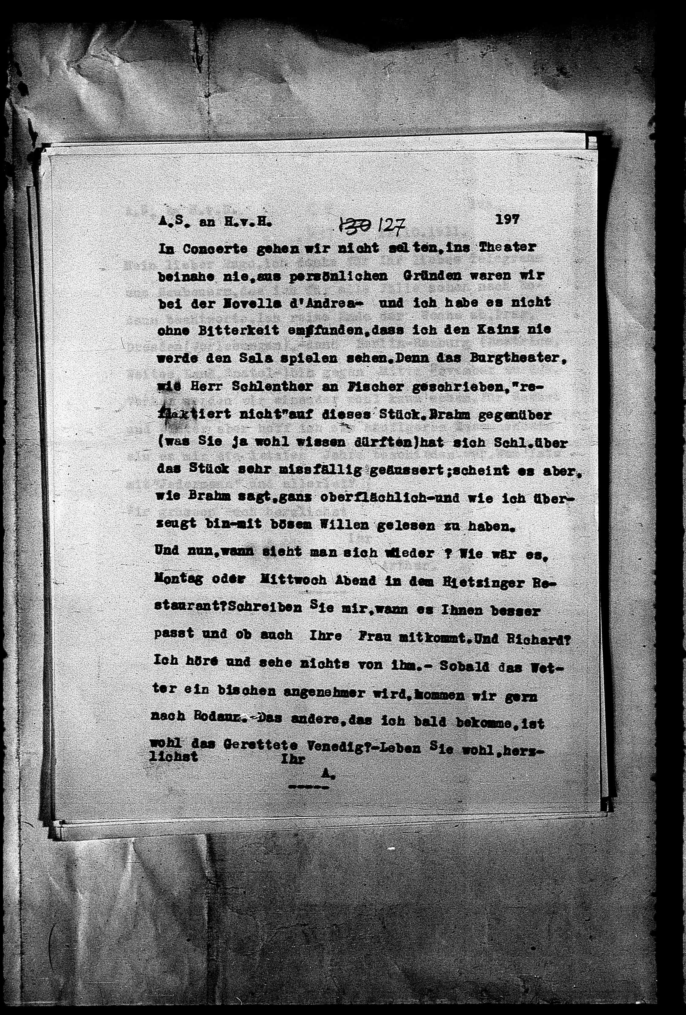 Vorschaubild für Hofmannsthal, Hugo von_AS an HvH Abschrift, HvH an AS, Originale (Mikrofilm 38), Seite 203