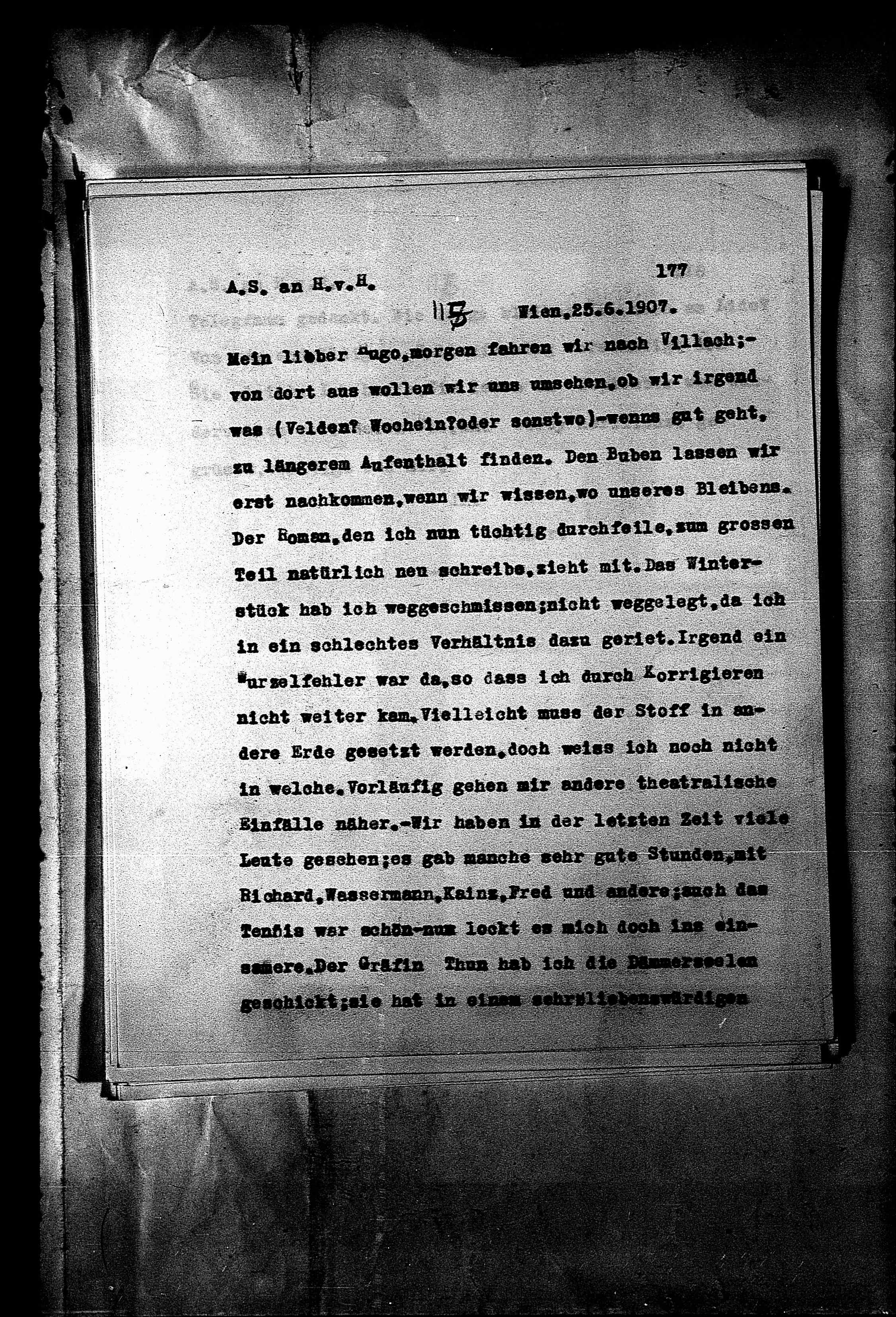 Vorschaubild für Hofmannsthal, Hugo von_AS an HvH Abschrift, HvH an AS, Originale (Mikrofilm 38), Seite 183