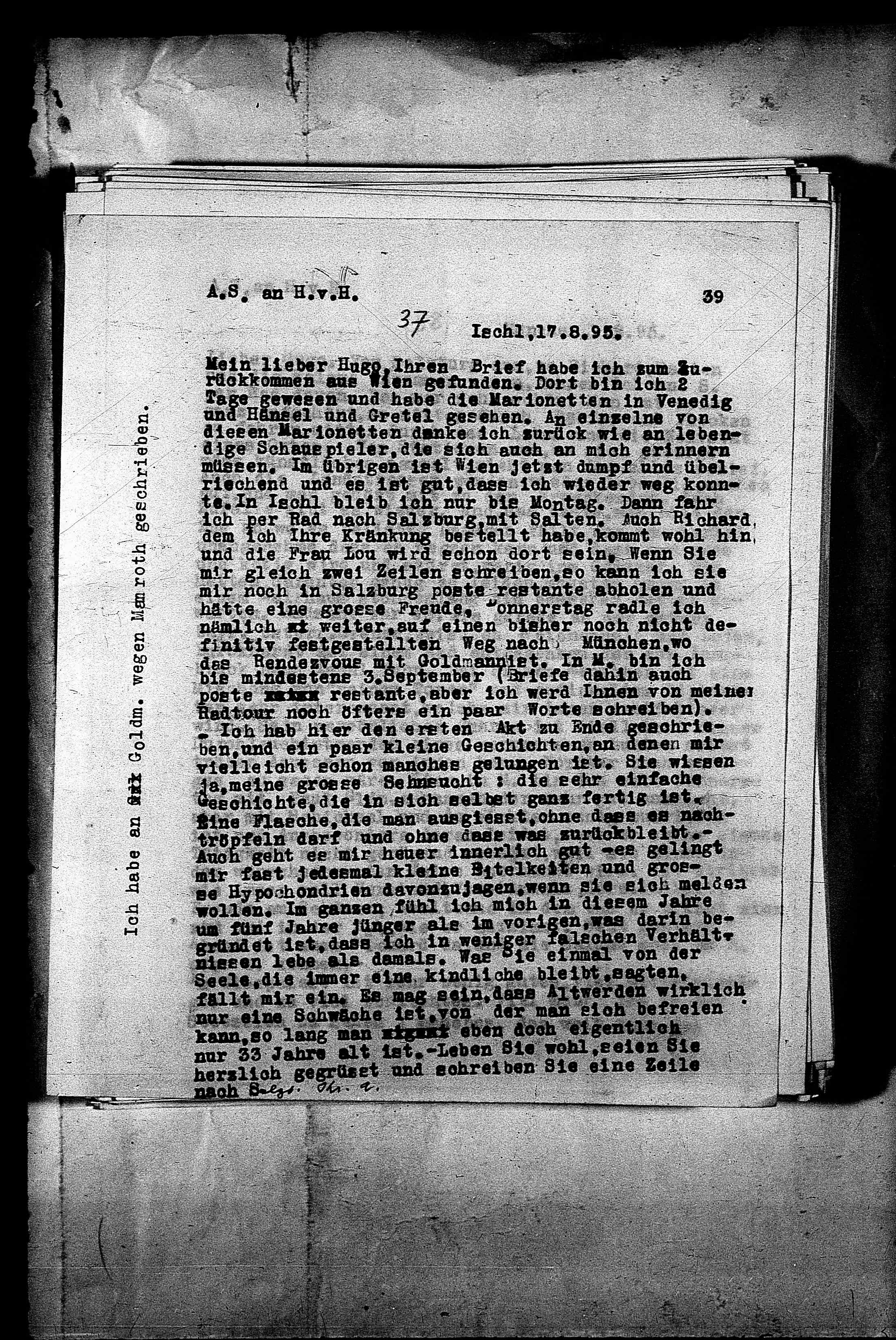 Vorschaubild für Hofmannsthal, Hugo von_AS an HvH Abschrift, HvH an AS, Originale (Mikrofilm 38), Seite 42