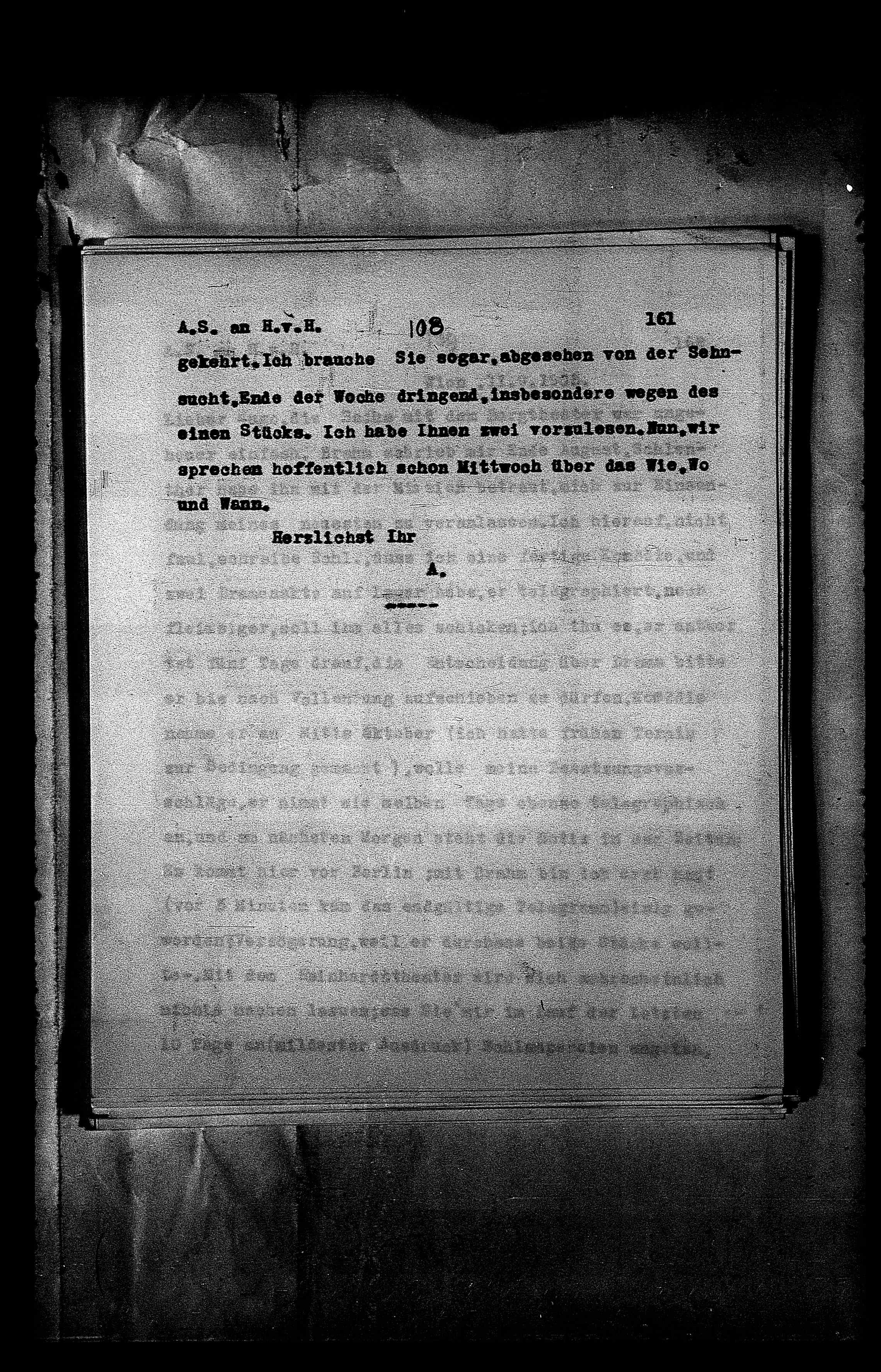 Vorschaubild für Hofmannsthal, Hugo von_AS an HvH Abschrift, HvH an AS, Originale (Mikrofilm 38), Seite 167