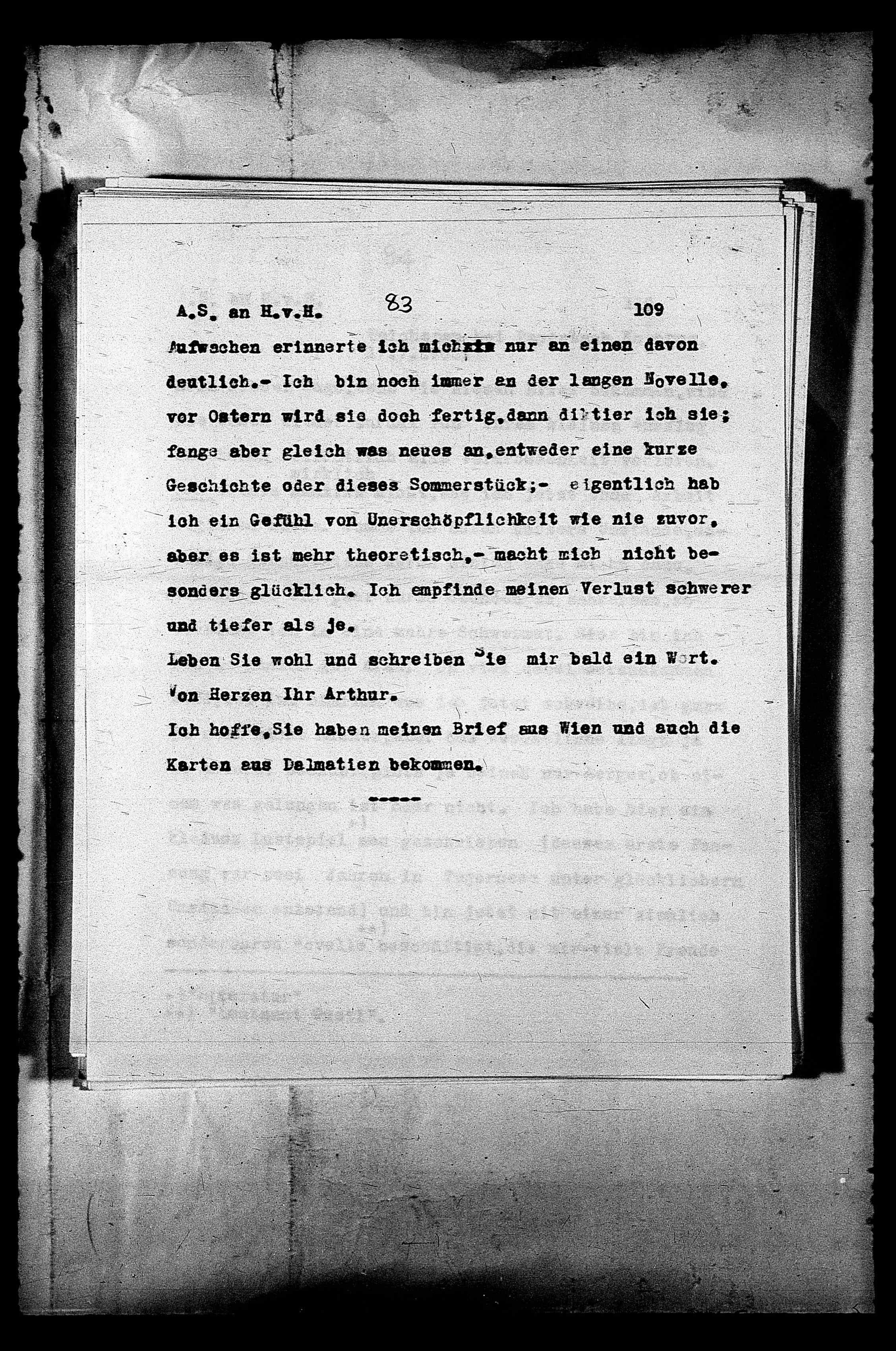 Vorschaubild für Hofmannsthal, Hugo von_AS an HvH Abschrift, HvH an AS, Originale (Mikrofilm 38), Seite 113