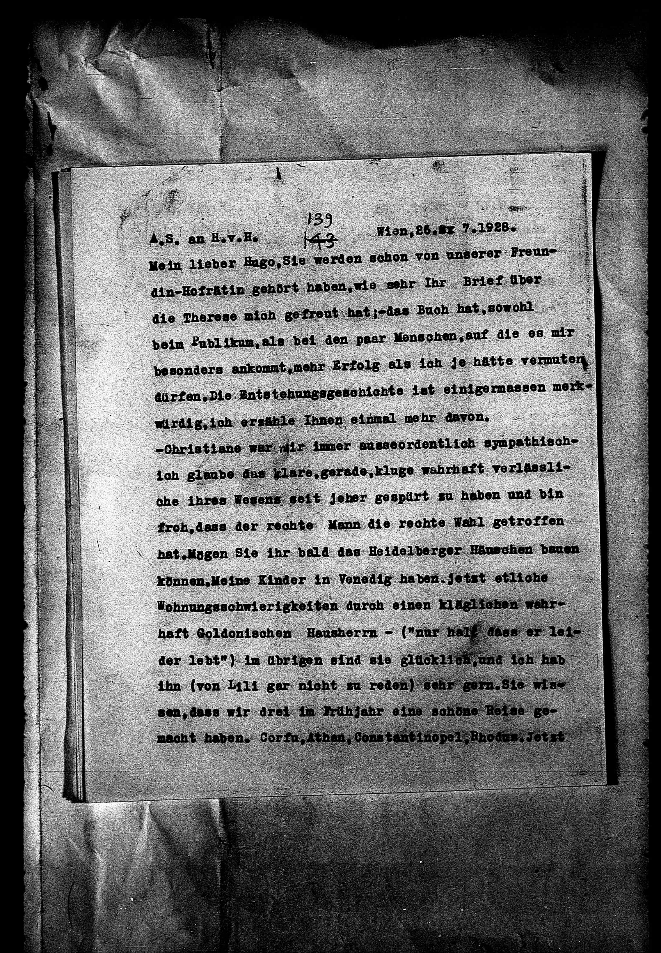 Vorschaubild für Hofmannsthal, Hugo von_AS an HvH Abschrift, HvH an AS, Originale (Mikrofilm 38), Seite 218