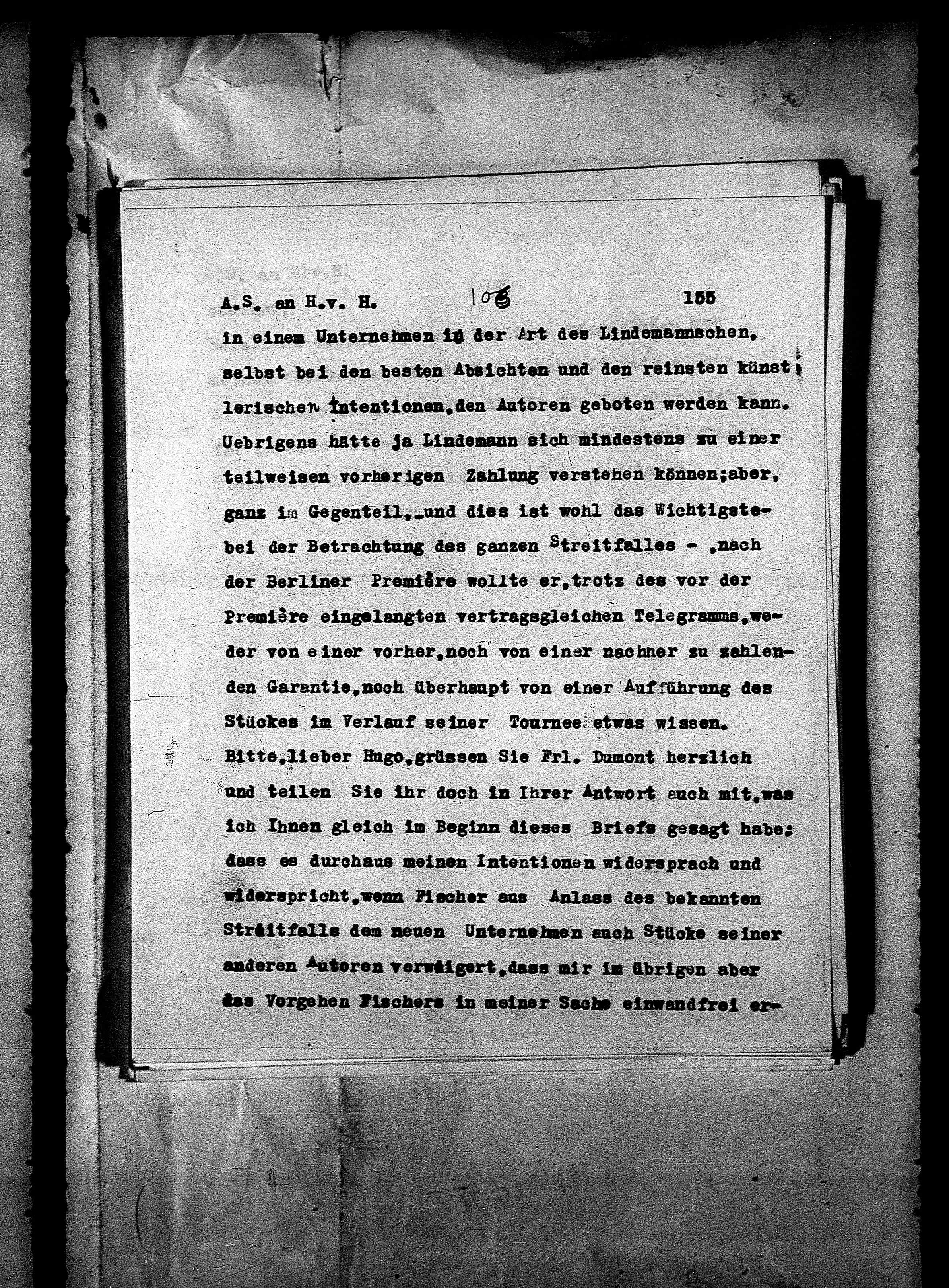 Vorschaubild für Hofmannsthal, Hugo von_AS an HvH Abschrift, HvH an AS, Originale (Mikrofilm 38), Seite 161