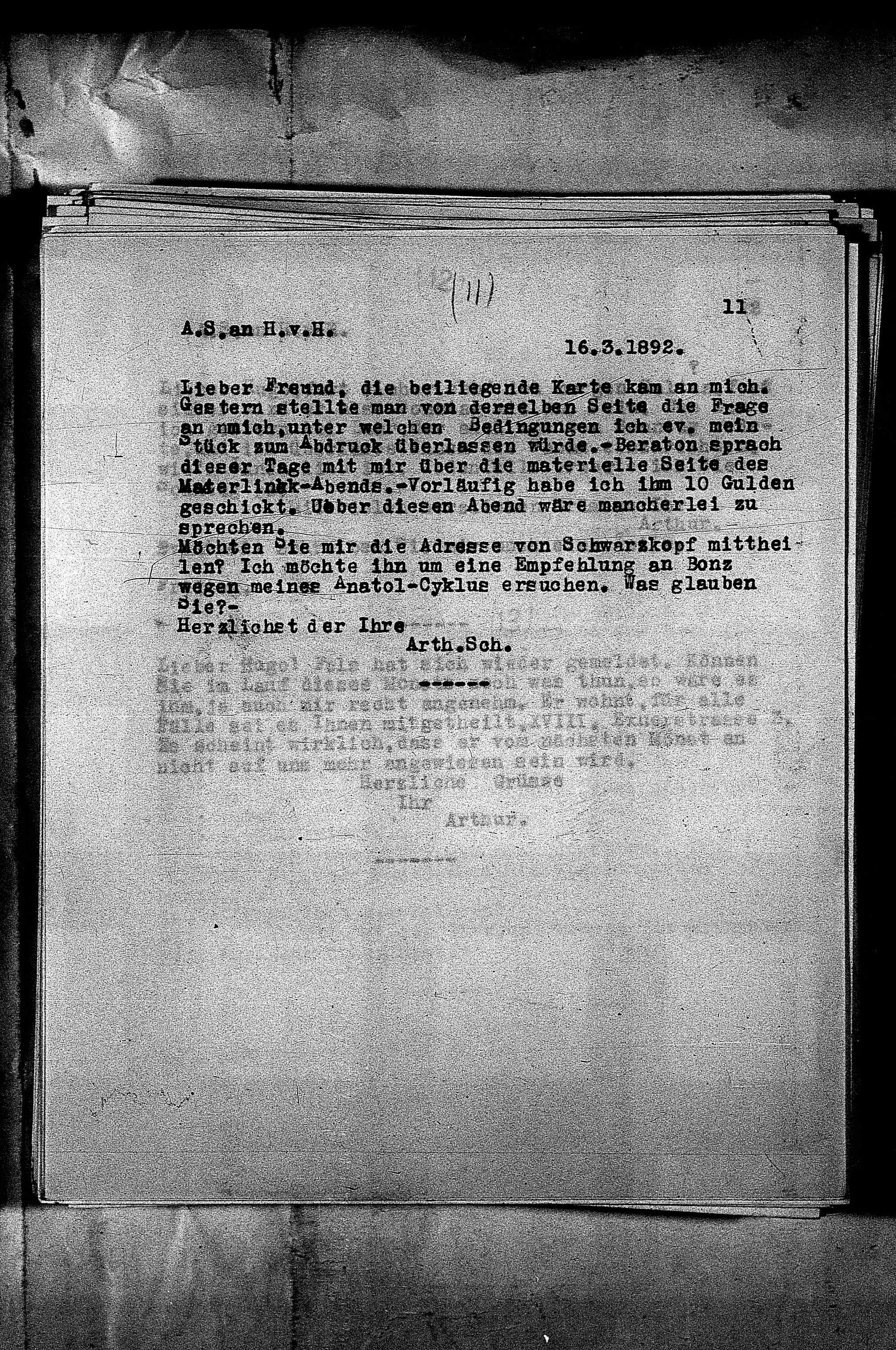 Vorschaubild für Hofmannsthal, Hugo von_AS an HvH Abschrift, HvH an AS, Originale (Mikrofilm 38), Seite 14