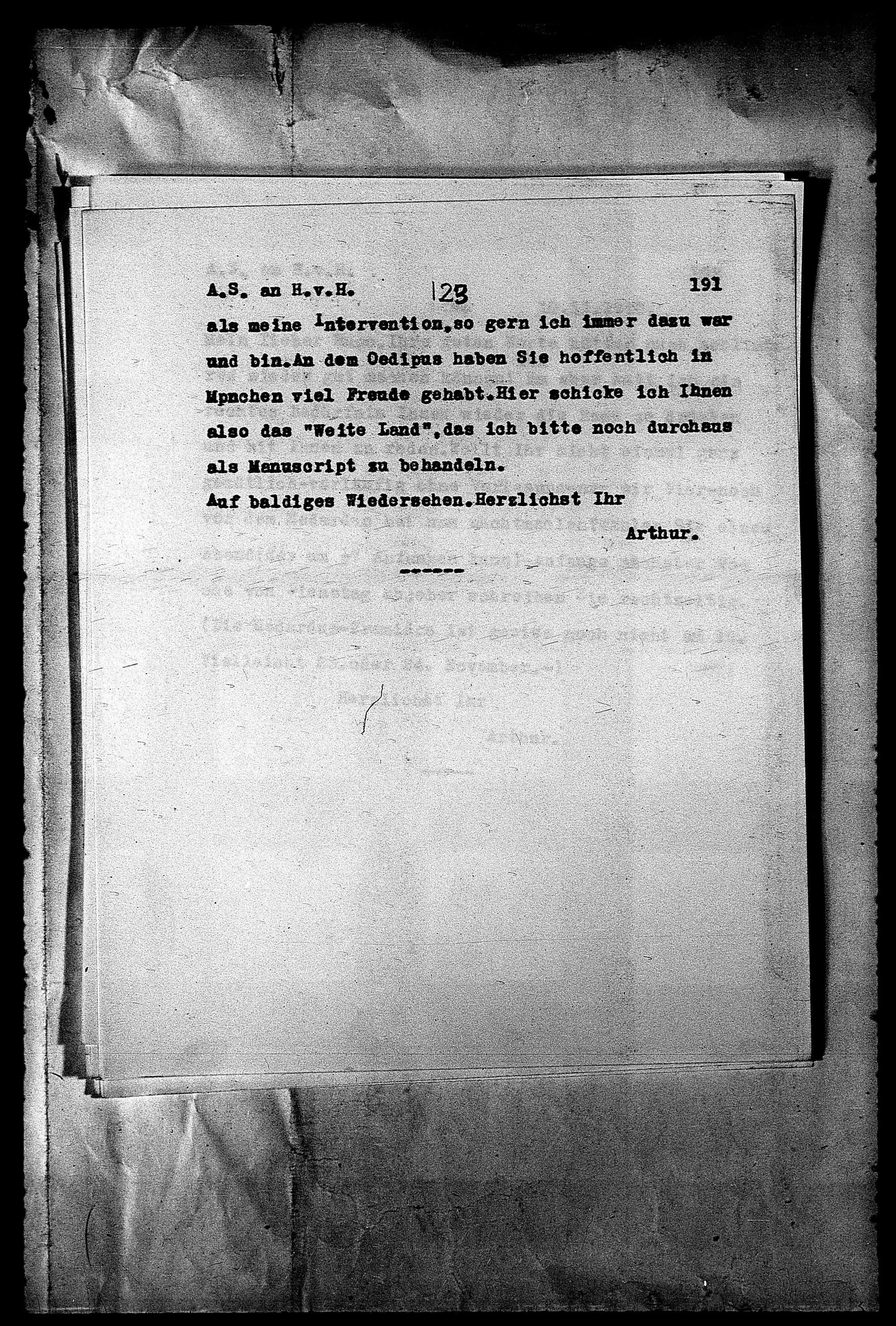 Vorschaubild für Hofmannsthal, Hugo von_AS an HvH Abschrift, HvH an AS, Originale (Mikrofilm 38), Seite 197