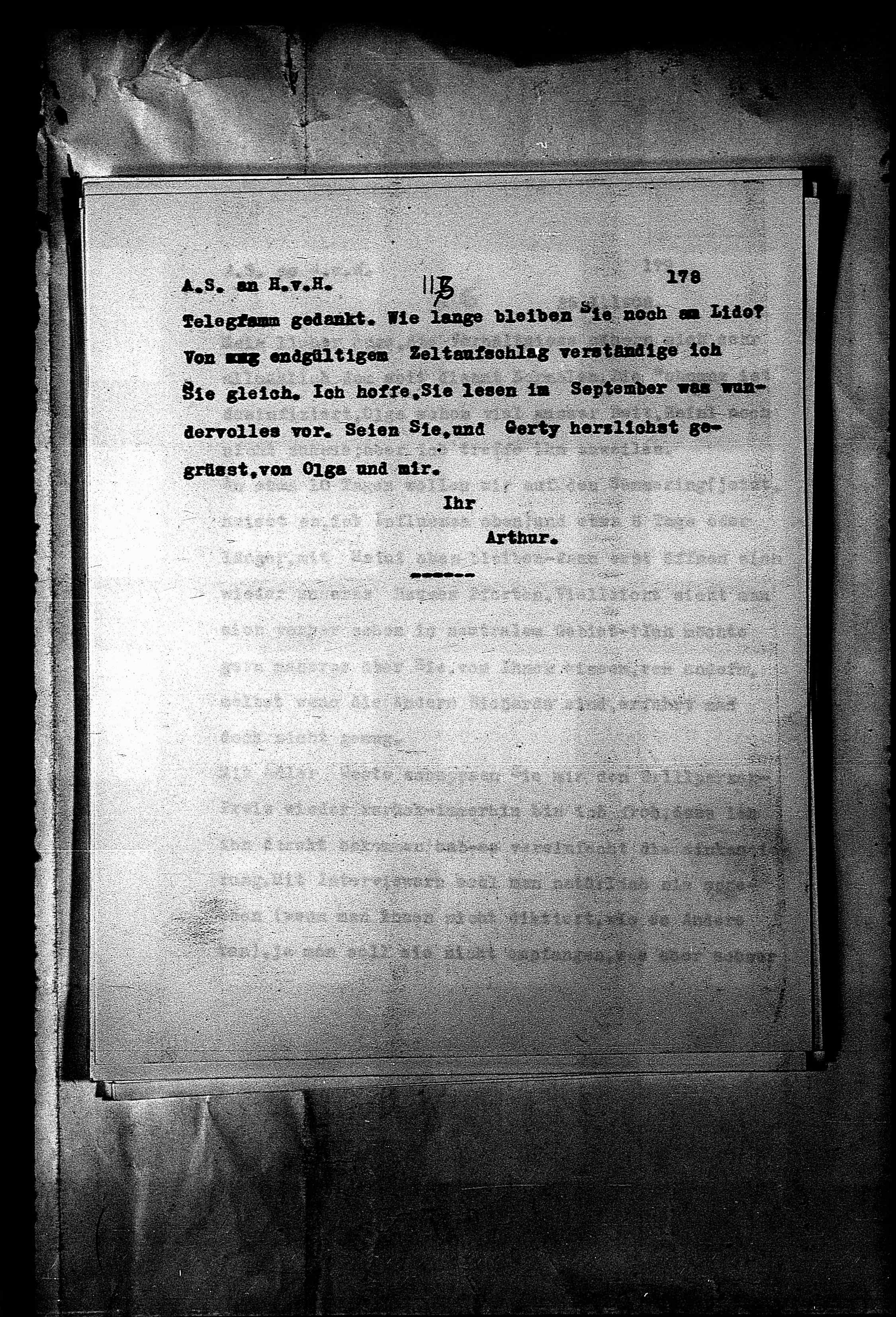 Vorschaubild für Hofmannsthal, Hugo von_AS an HvH Abschrift, HvH an AS, Originale (Mikrofilm 38), Seite 184