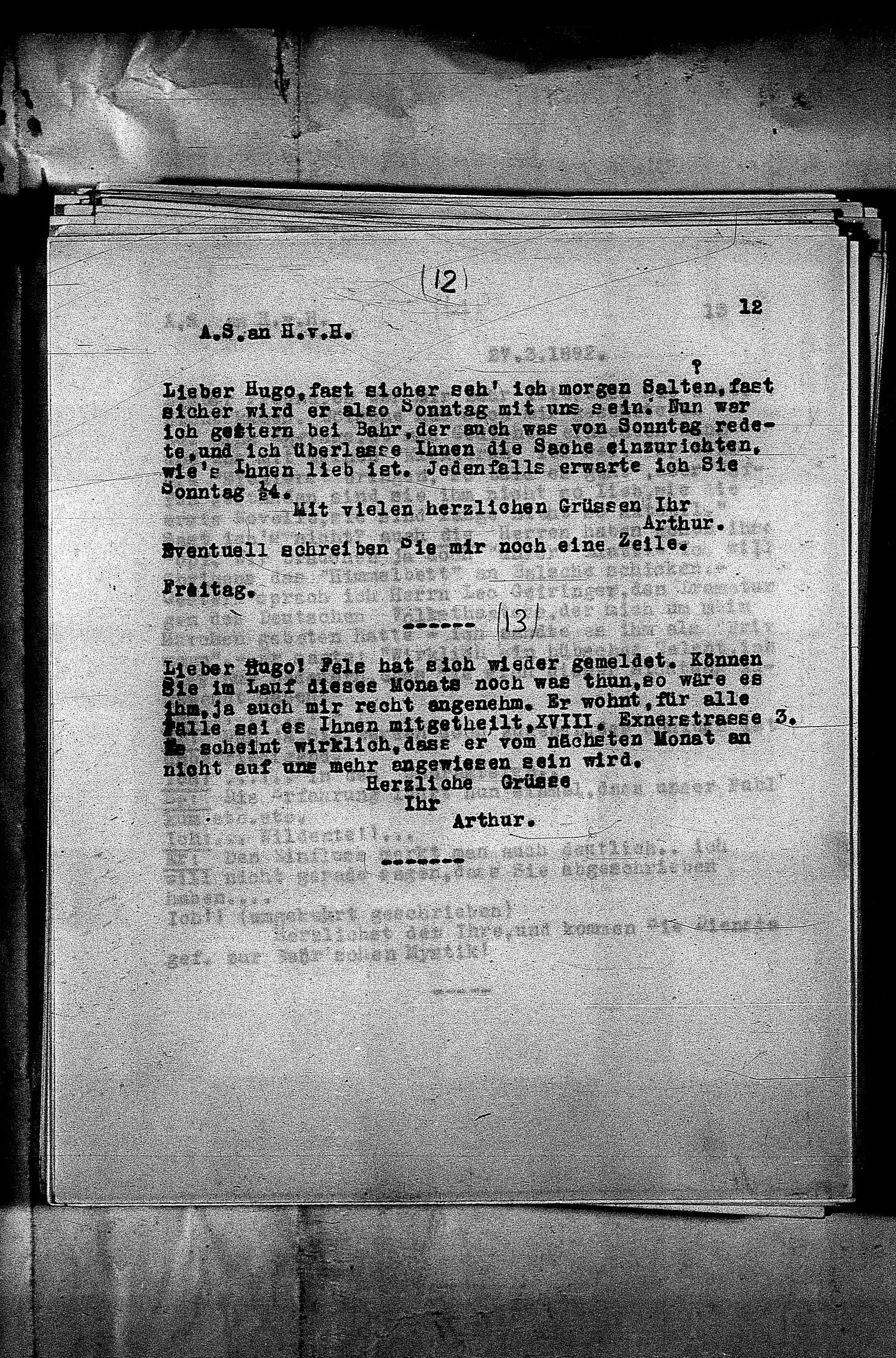 Vorschaubild für Hofmannsthal, Hugo von_AS an HvH Abschrift, HvH an AS, Originale (Mikrofilm 38), Seite 15
