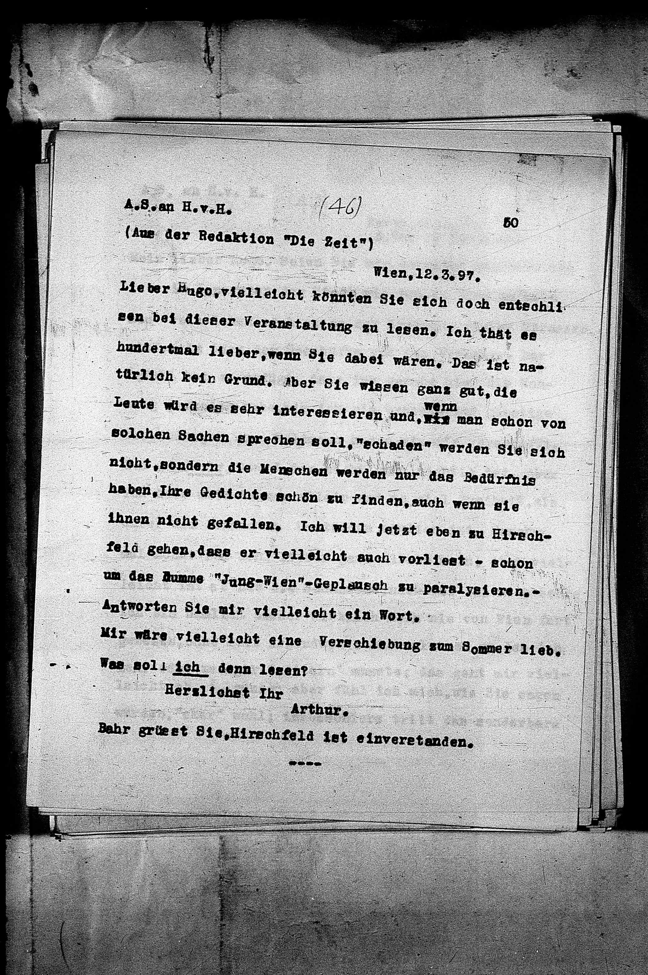 Vorschaubild für Hofmannsthal, Hugo von_AS an HvH Abschrift, HvH an AS, Originale (Mikrofilm 38), Seite 53