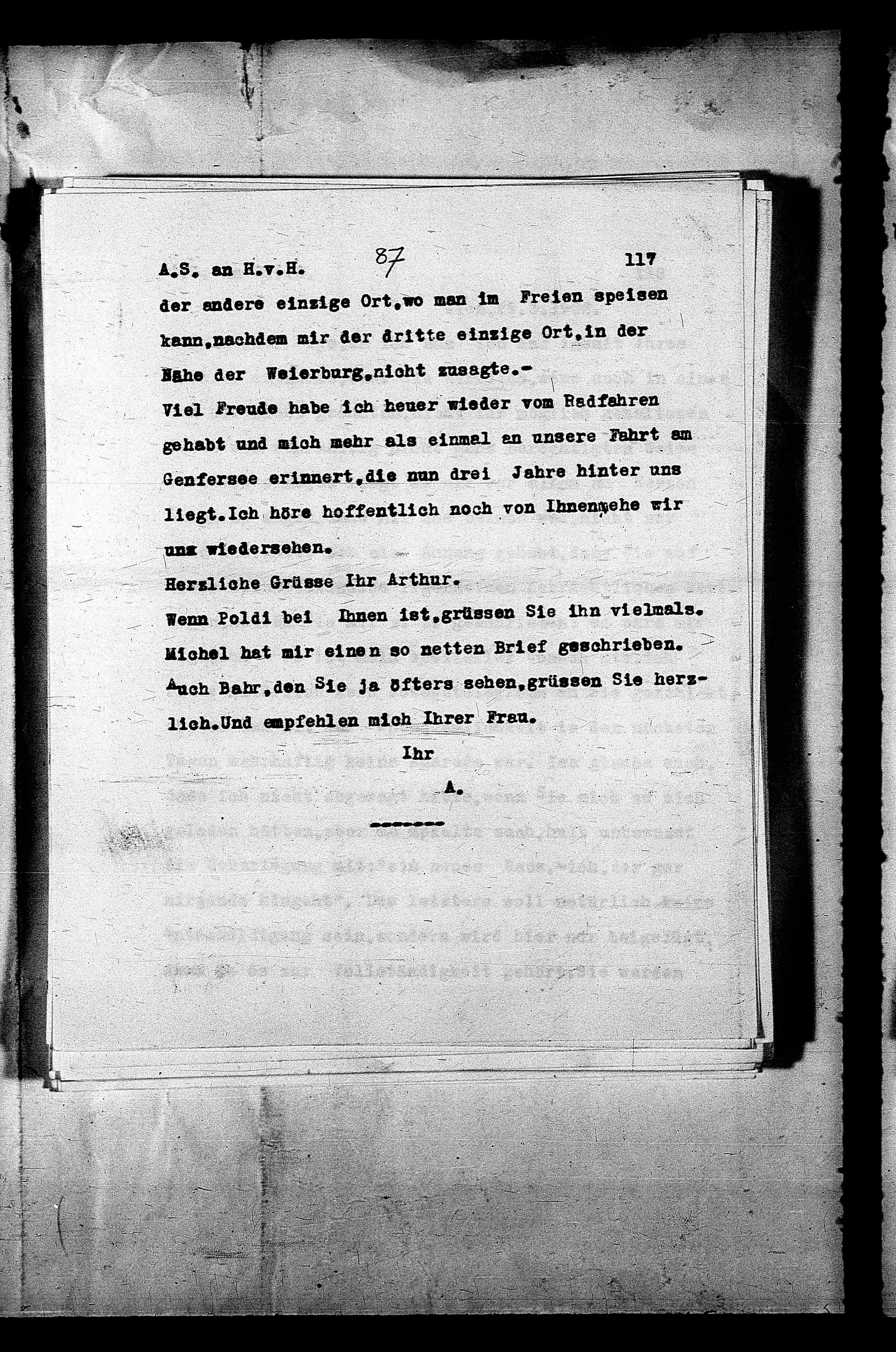 Vorschaubild für Hofmannsthal, Hugo von_AS an HvH Abschrift, HvH an AS, Originale (Mikrofilm 38), Seite 121