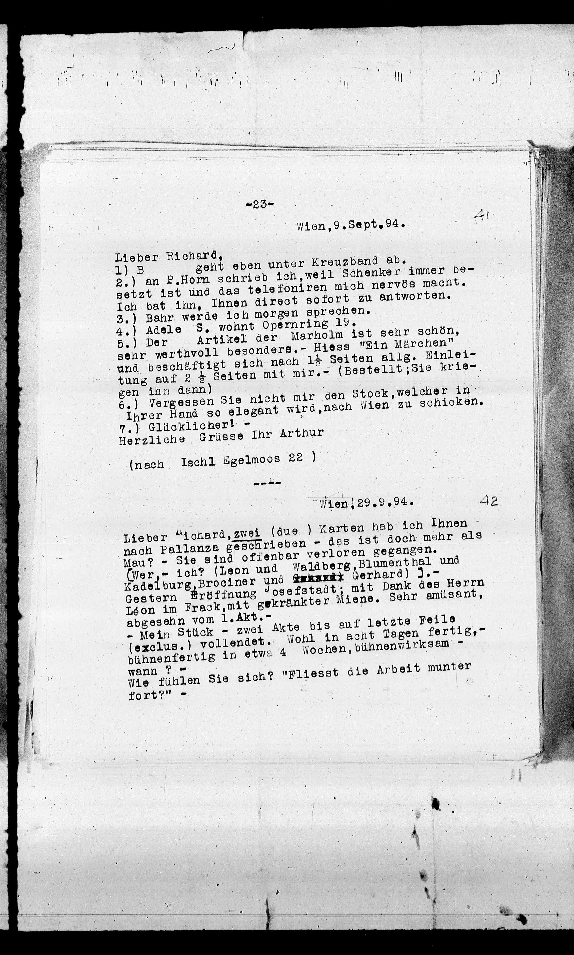 Vorschaubild für Beer-Hofmann, Richard_8.1 Abschrift AS an BH, Seite 27