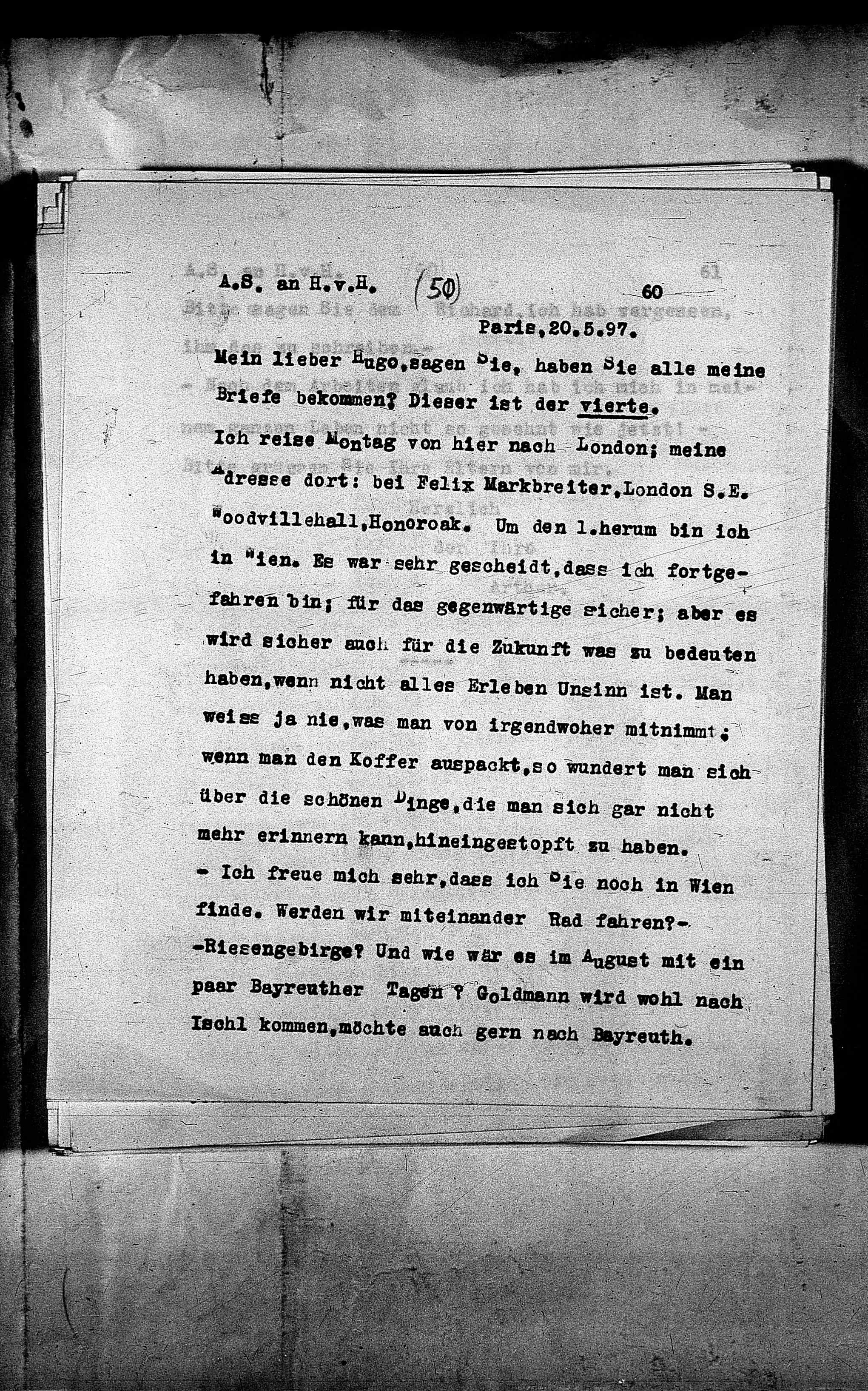 Vorschaubild für Hofmannsthal, Hugo von_AS an HvH Abschrift, HvH an AS, Originale (Mikrofilm 38), Seite 63