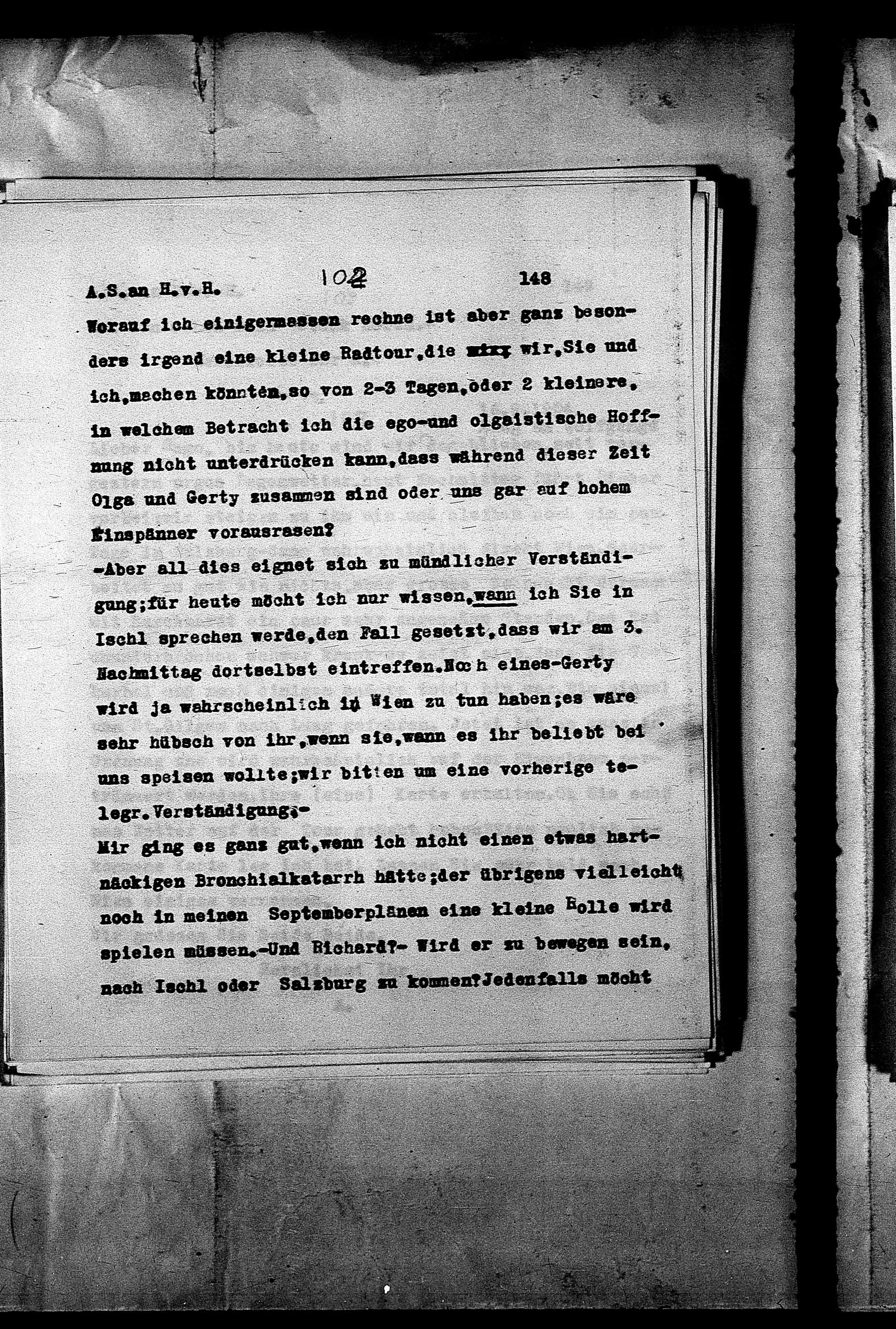 Vorschaubild für Hofmannsthal, Hugo von_AS an HvH Abschrift, HvH an AS, Originale (Mikrofilm 38), Seite 154